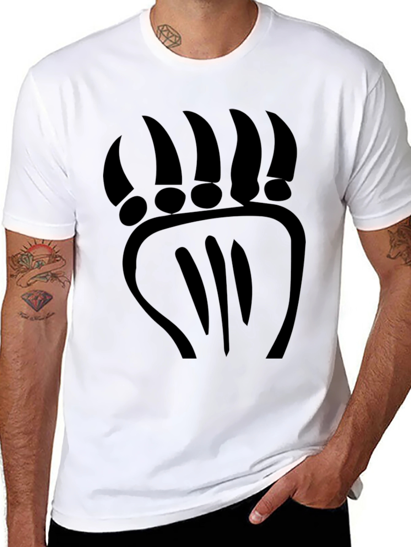 Black Black Bear Paw Print T-Shirt - Casual Comfort view 8