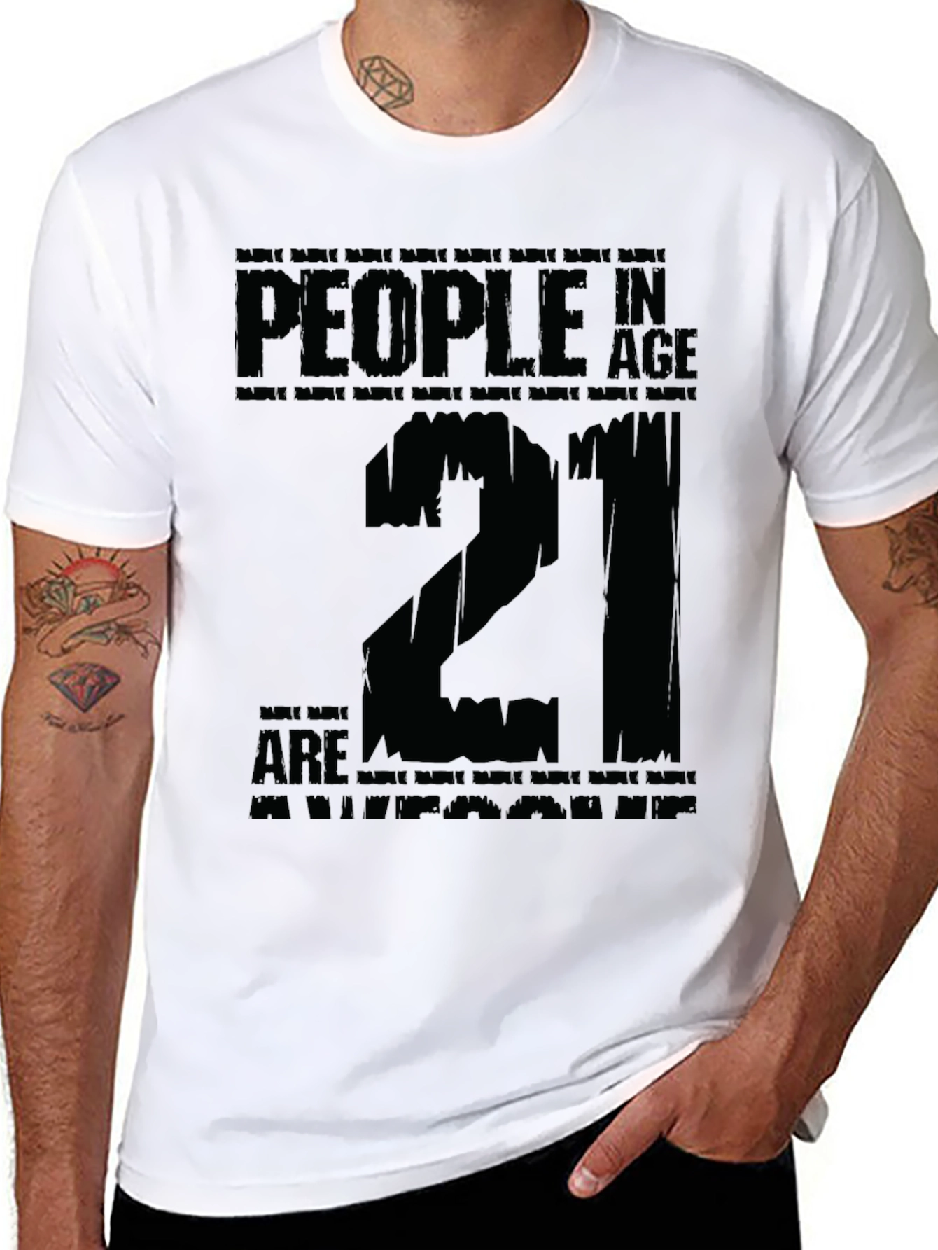 Black 21st Birthday T-Shirt - People in Age Twenty One view 8