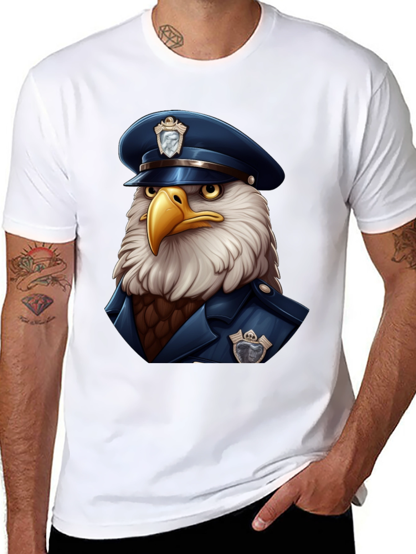 Black Eagle Police Cartoon T-Shirt view 8