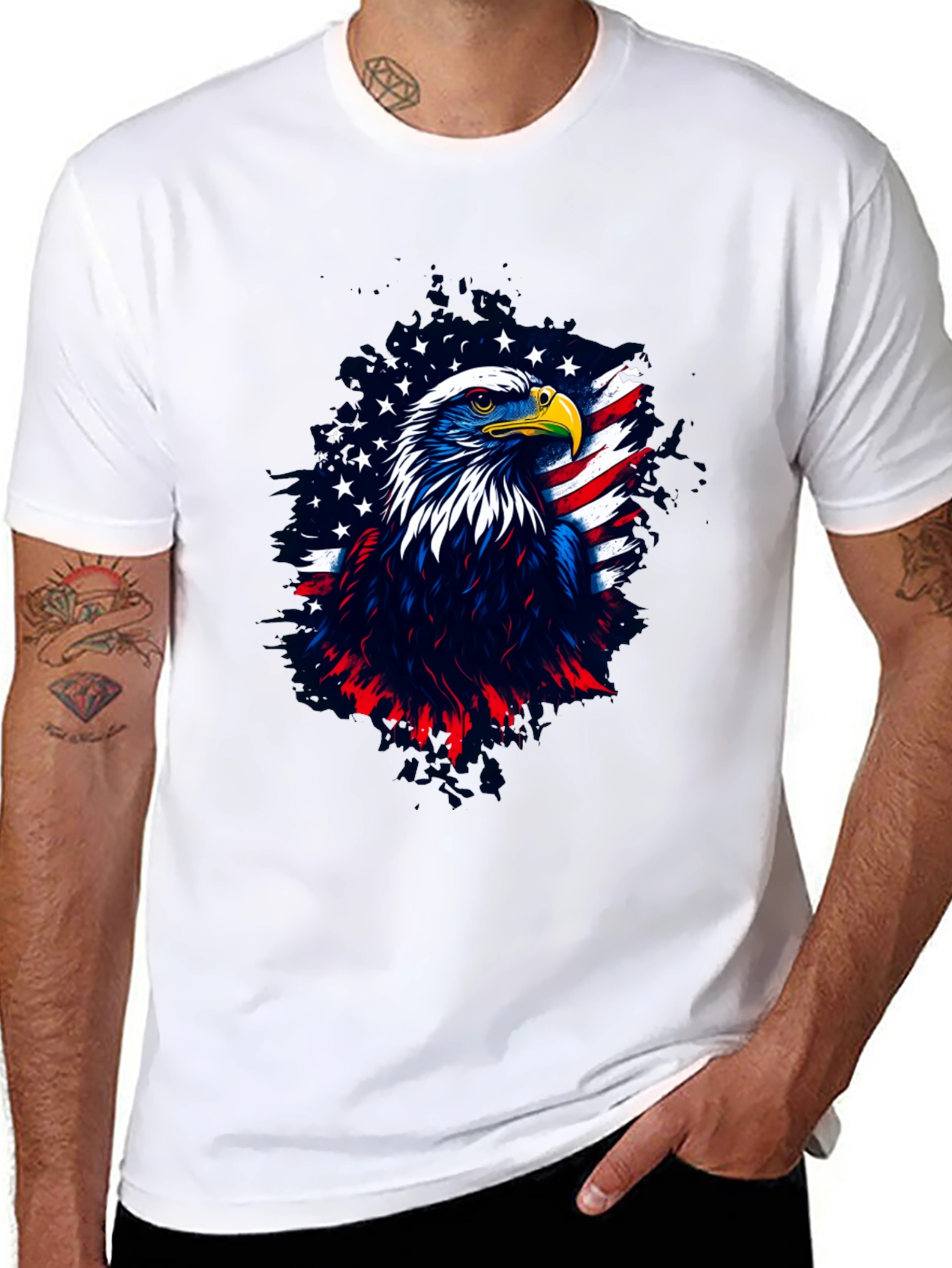 Black Patriotic Eagle Graphic Tee - Men's Black T-Shirt view 8