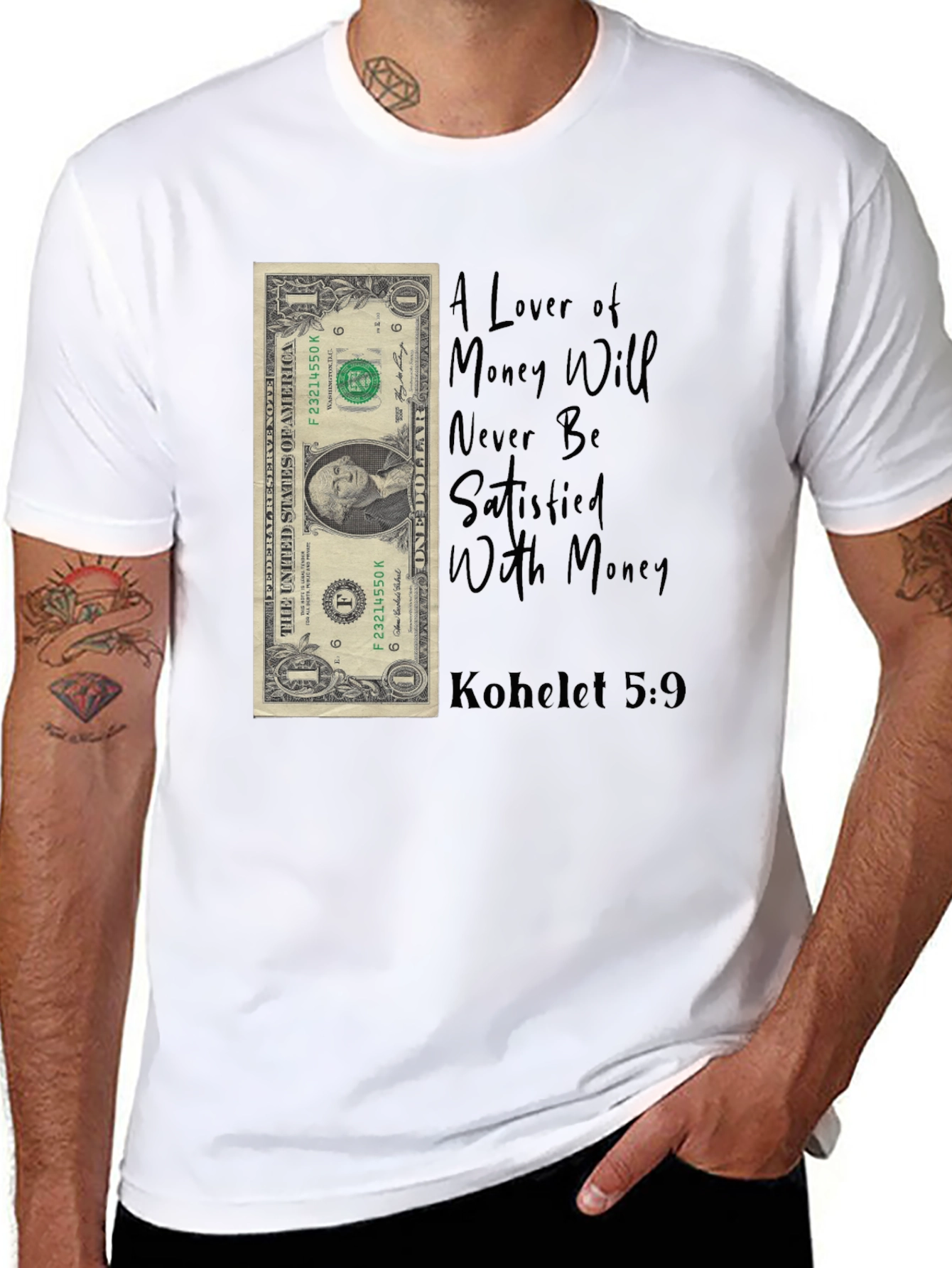 Black Money Lover T-Shirt - Kohelet 5:9 - Unisex view 8