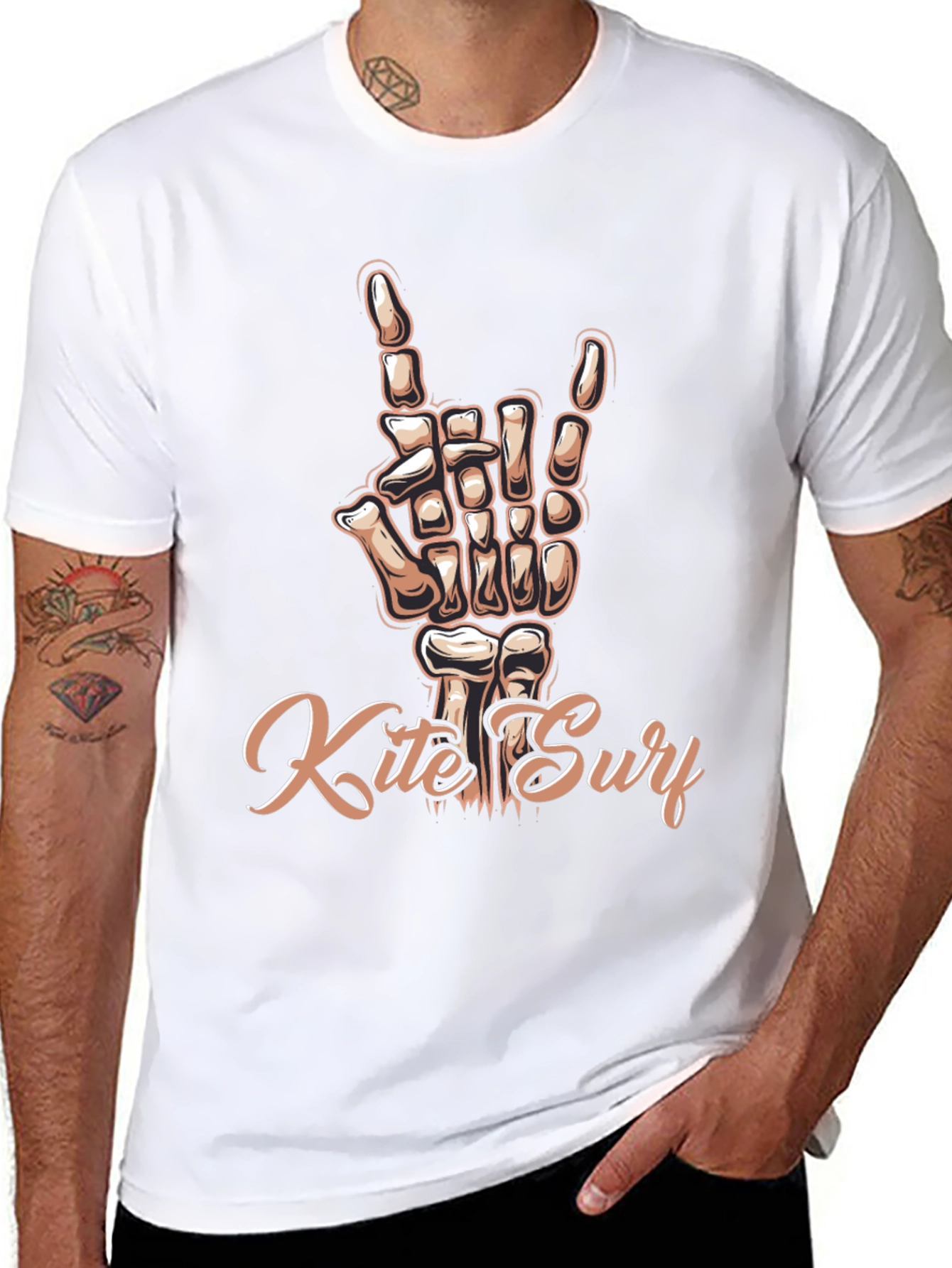 Black Kite Surf Skeleton Hand T-Shirt - Rock On! view 8