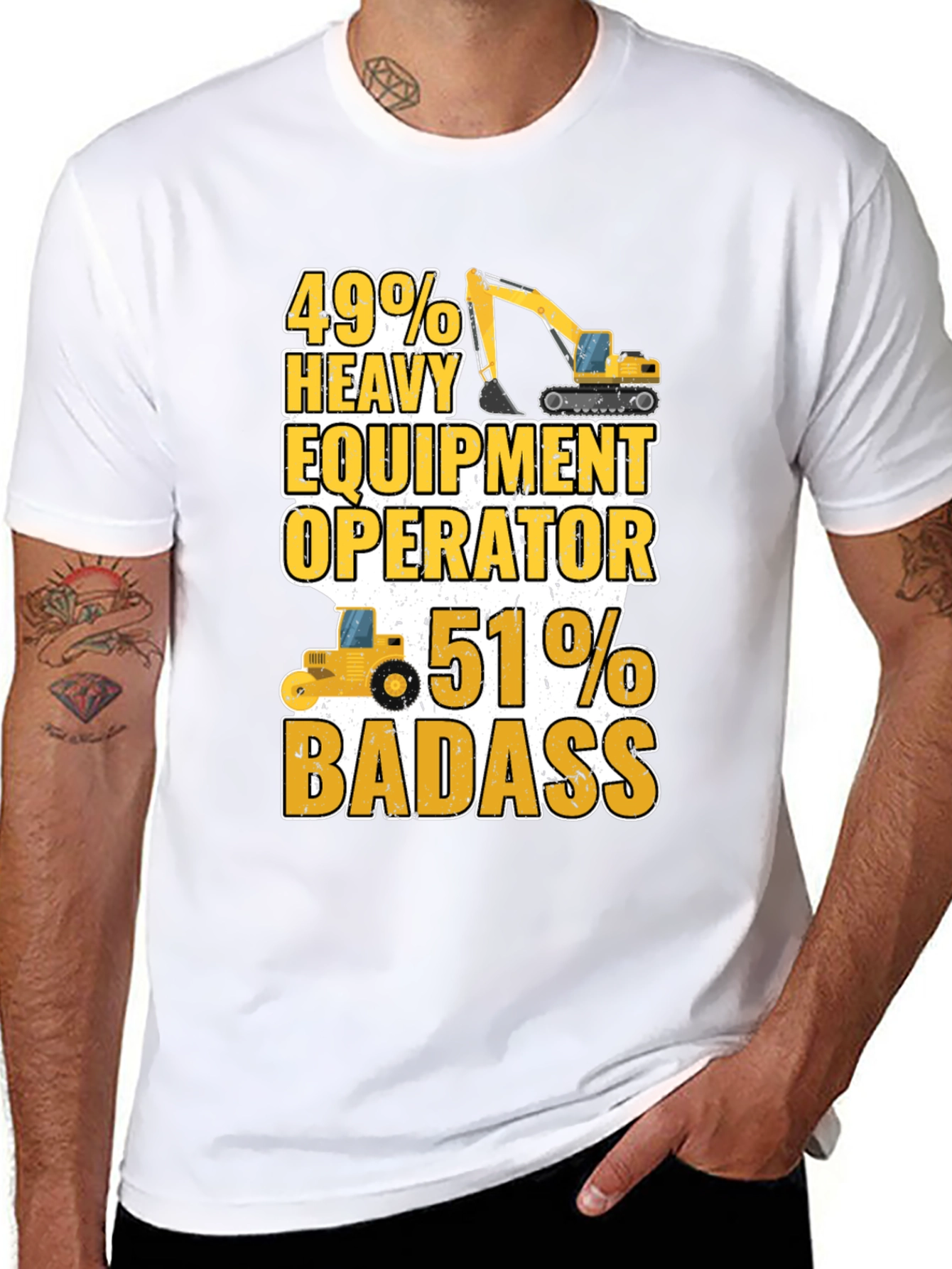 Black Heavy Equipment Operator Badass T-Shirt view 8
