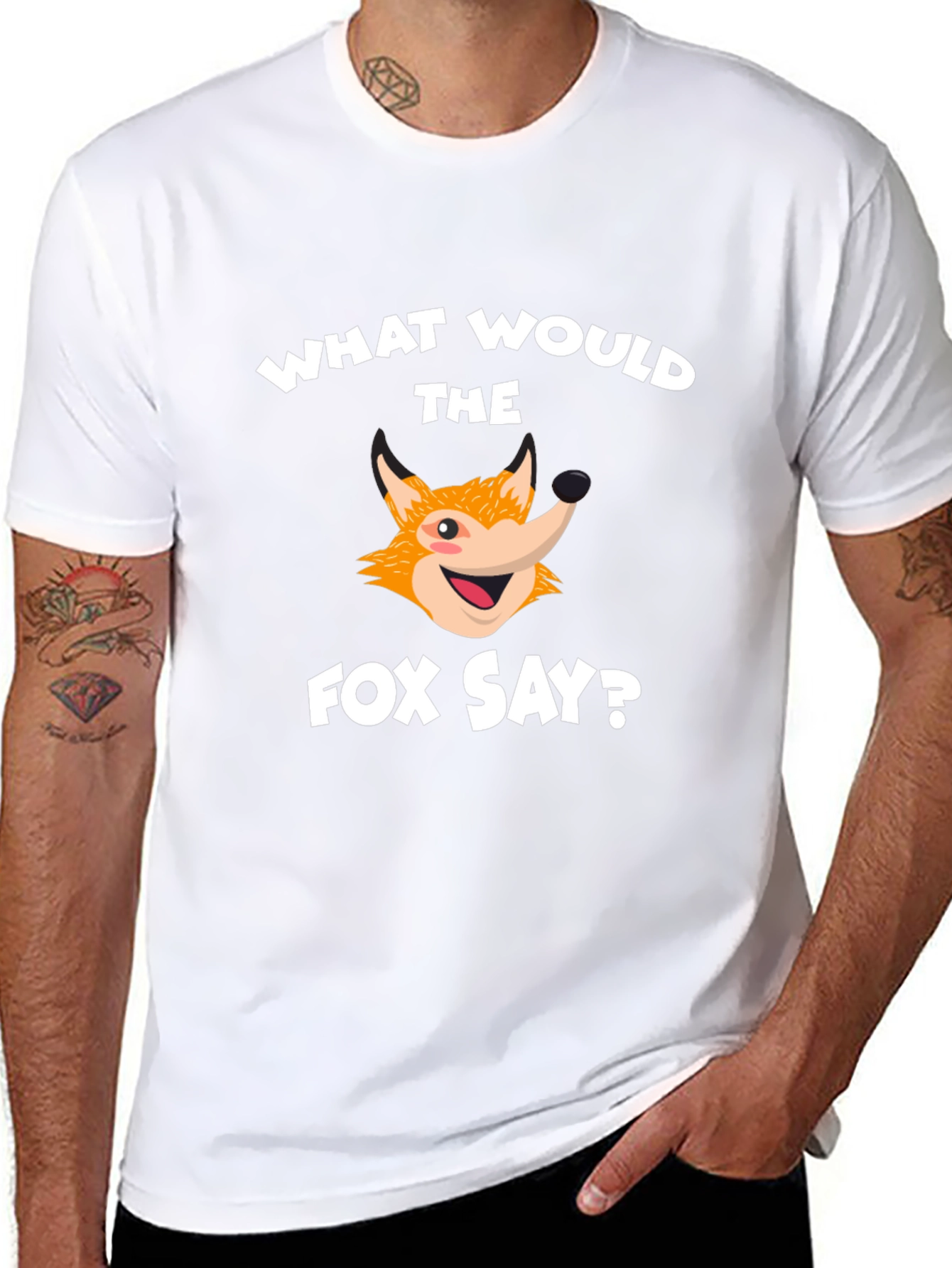 Black What Does the Fox Say? Graphic Tee view 8