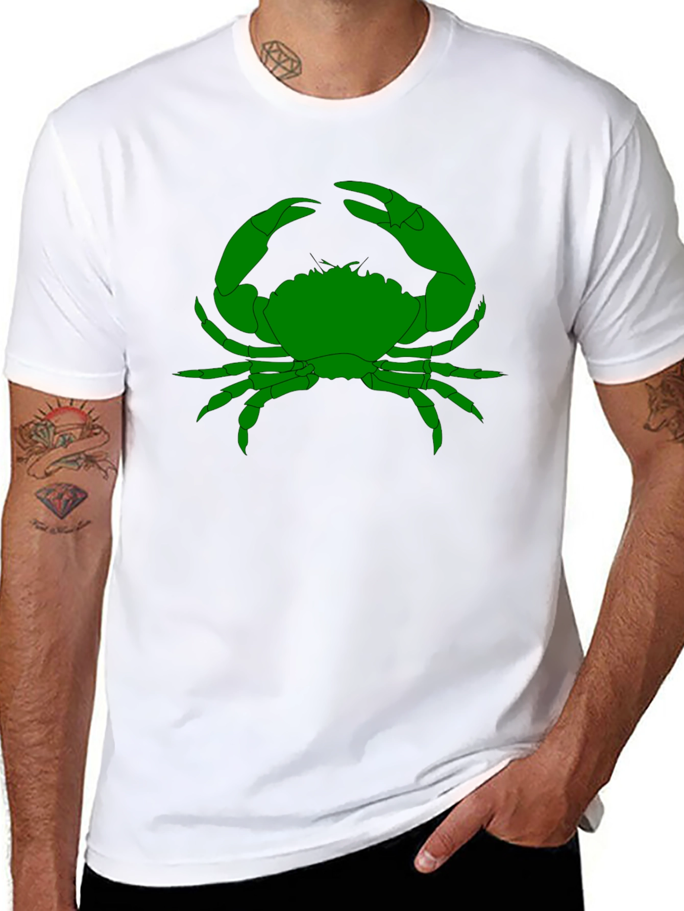 Black Green Crab Graphic T-Shirt - Black view 8