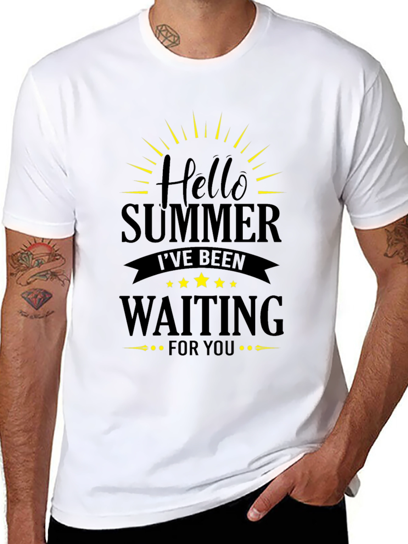 Black Hello Summer Black T-Shirt view 8