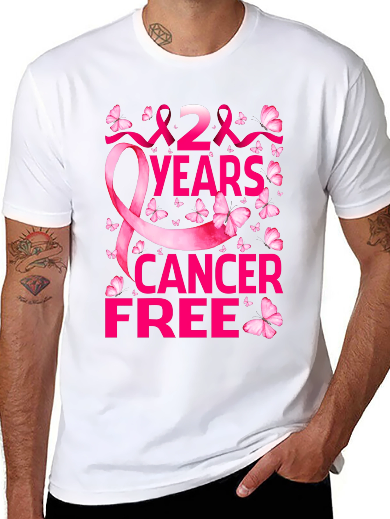 Black 2 Years Cancer Free T-Shirt view 8