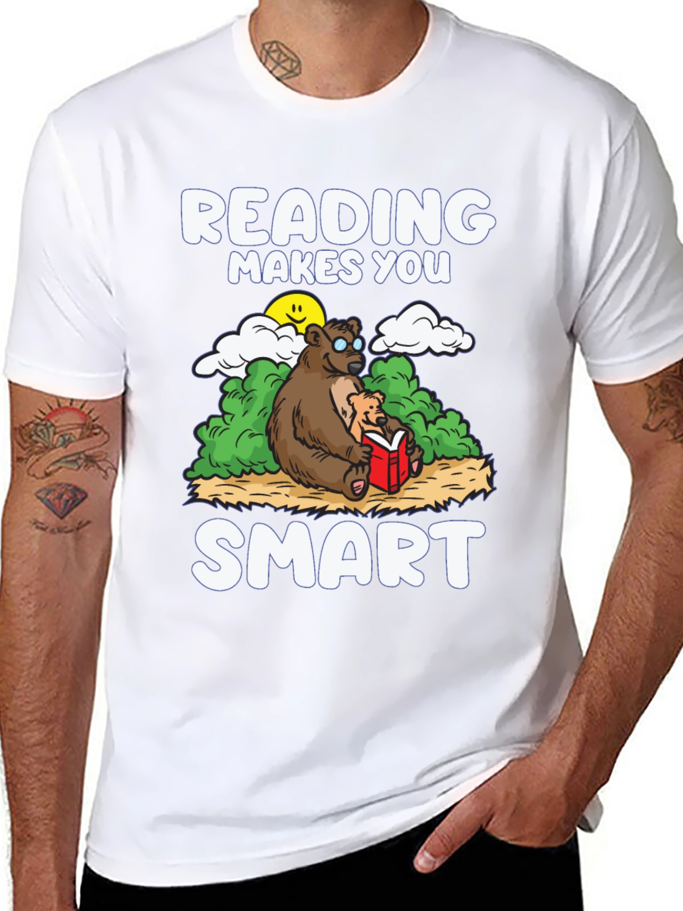 Black Reading Makes You Smart T-Shirt - Bear Design view 8