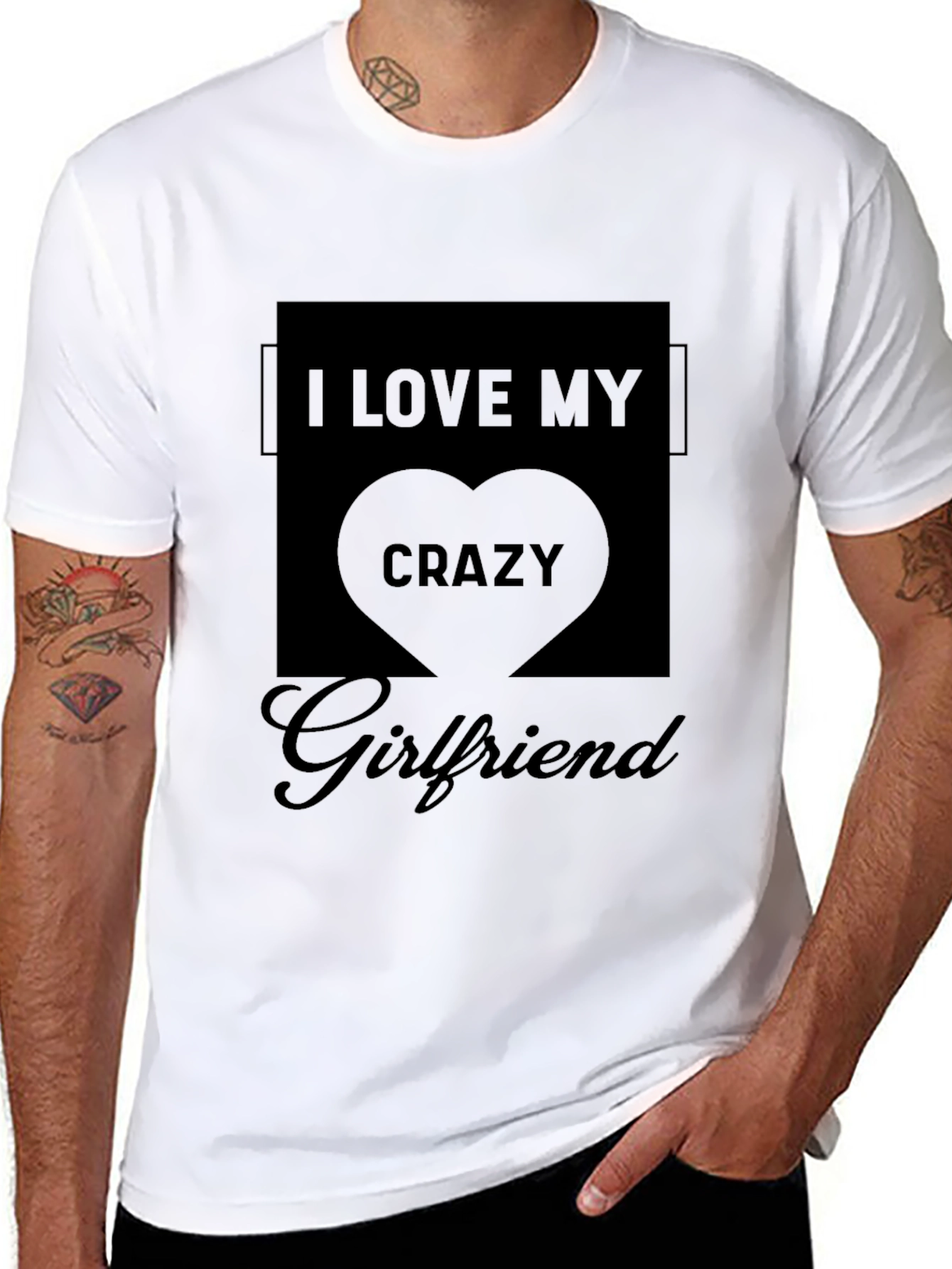I Love My Crazy Girlfriend Black T-Shirt - 8
