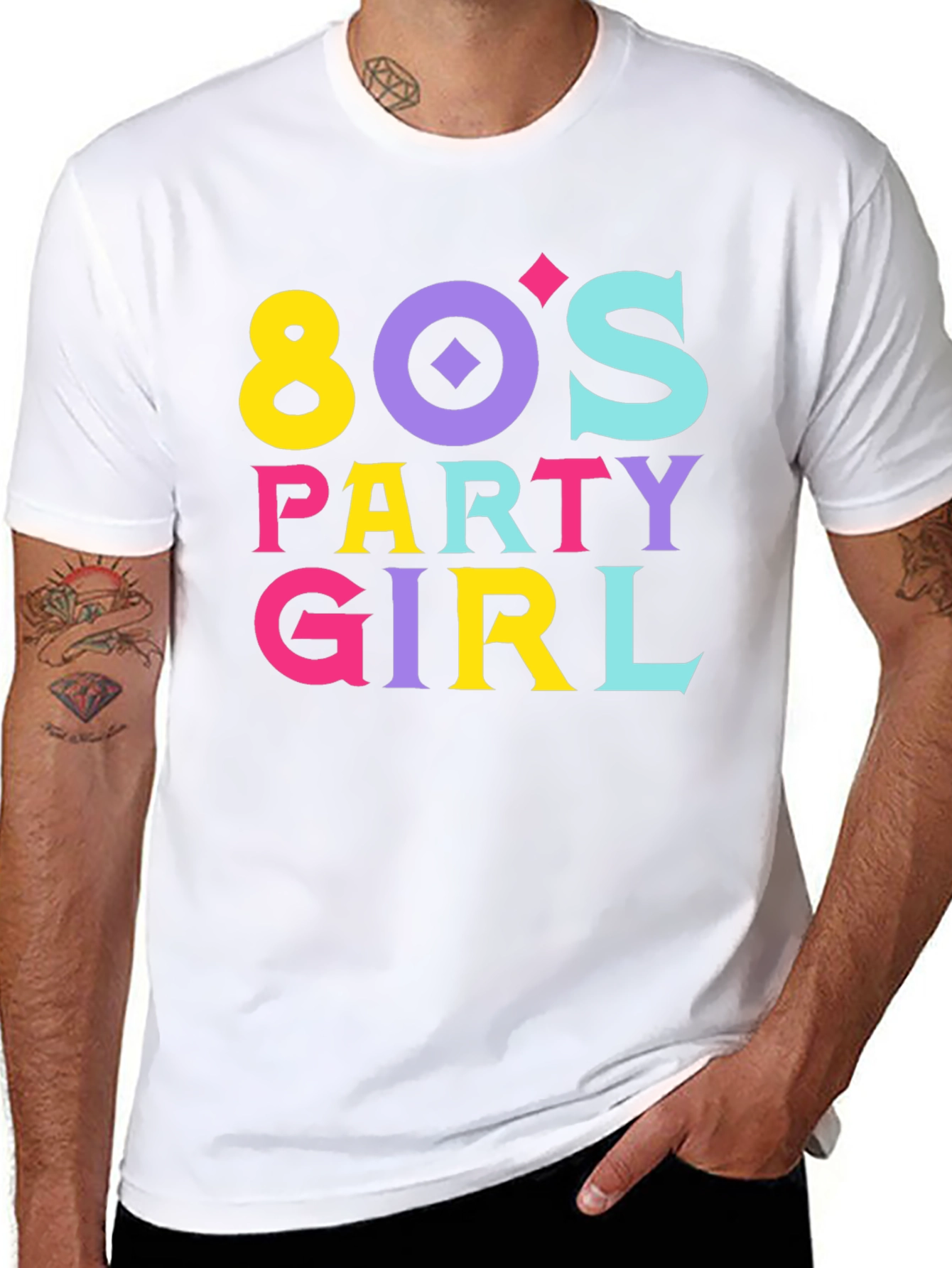 Black 80's Party Girl Graphic Tee view 8