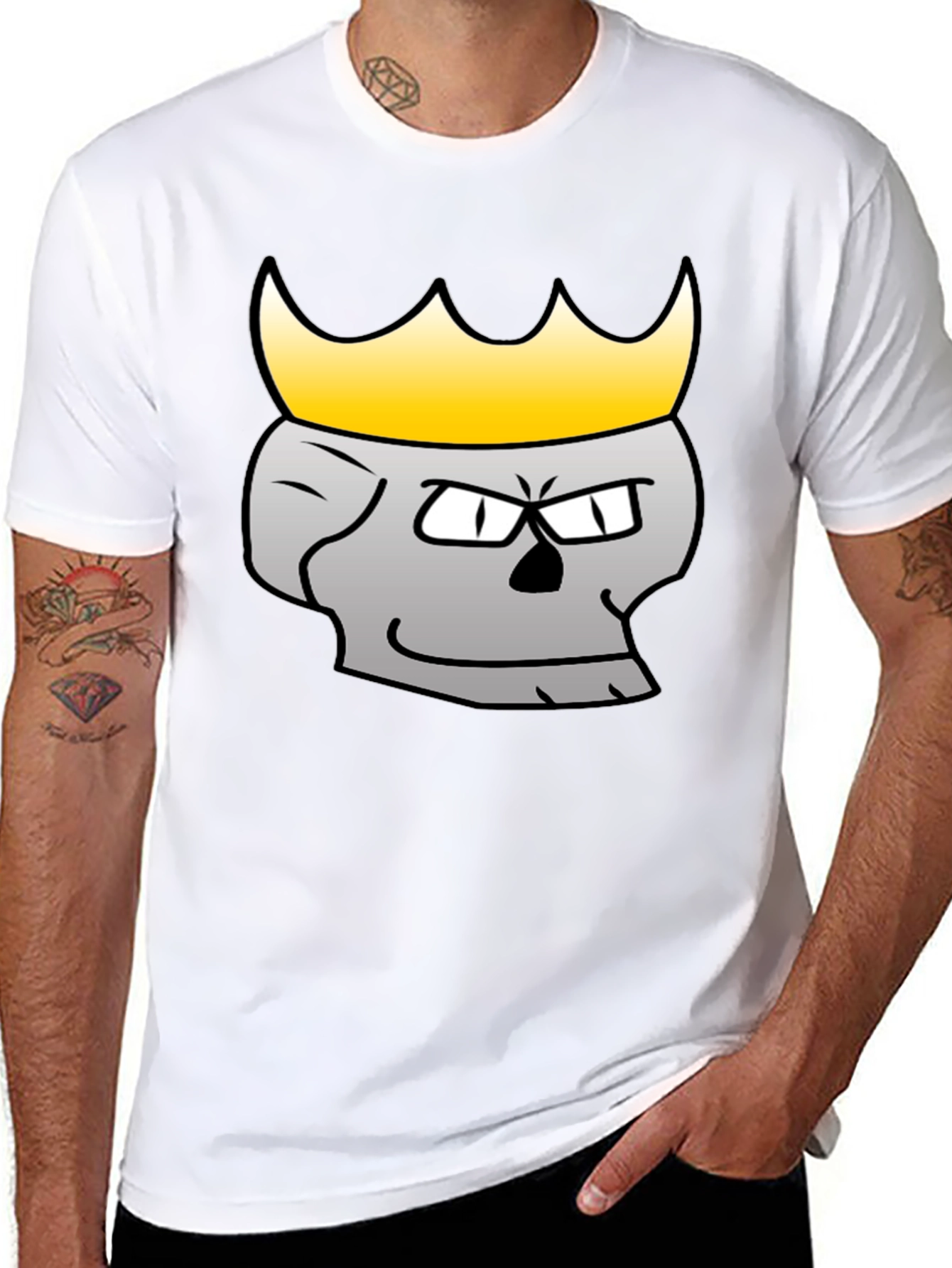 Black King Skull Graphic T-Shirt - Black Cotton Tee view 8