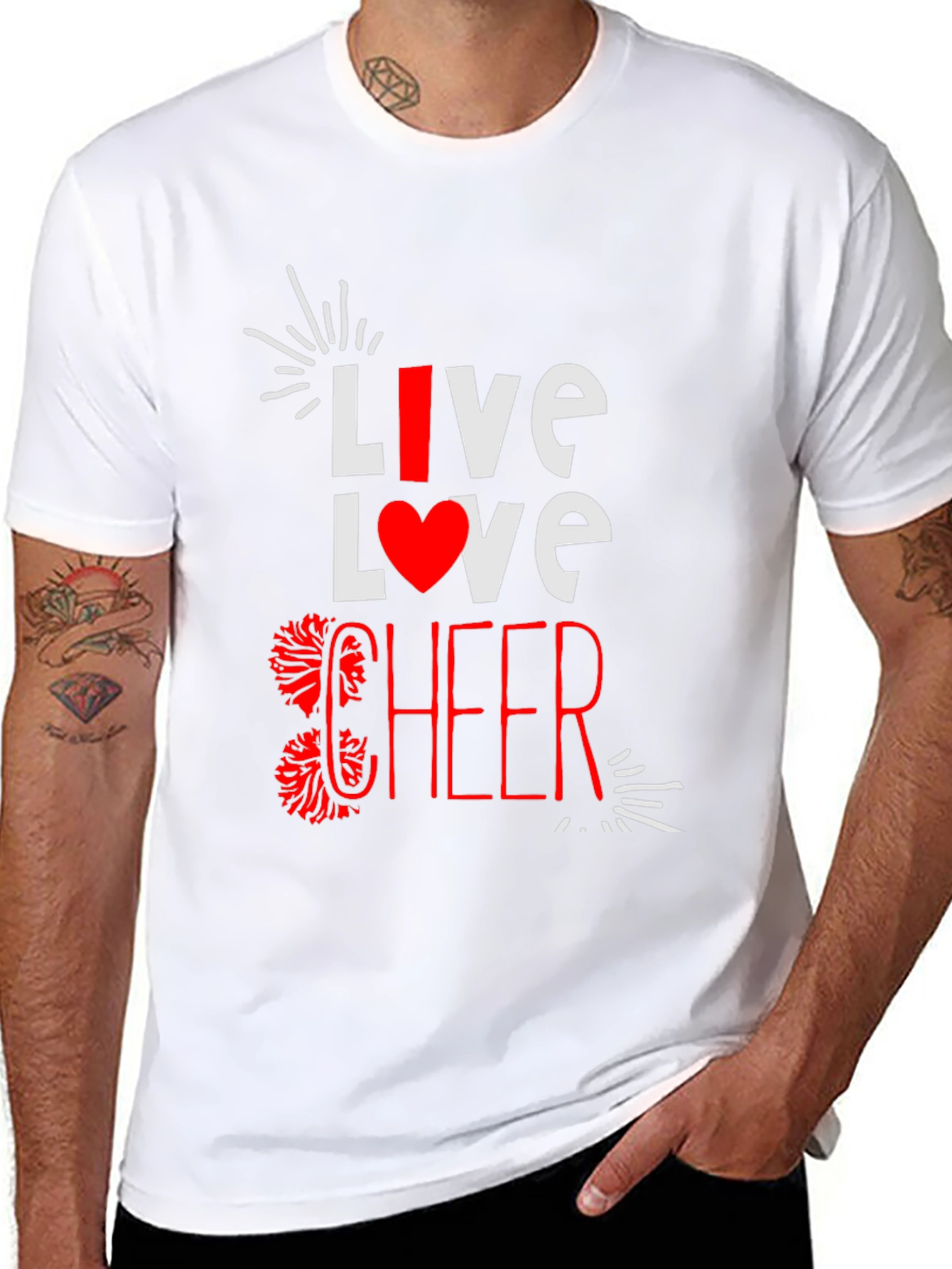 Black Live Love Cheer T-Shirt - Black Cotton Blend Tee view 8