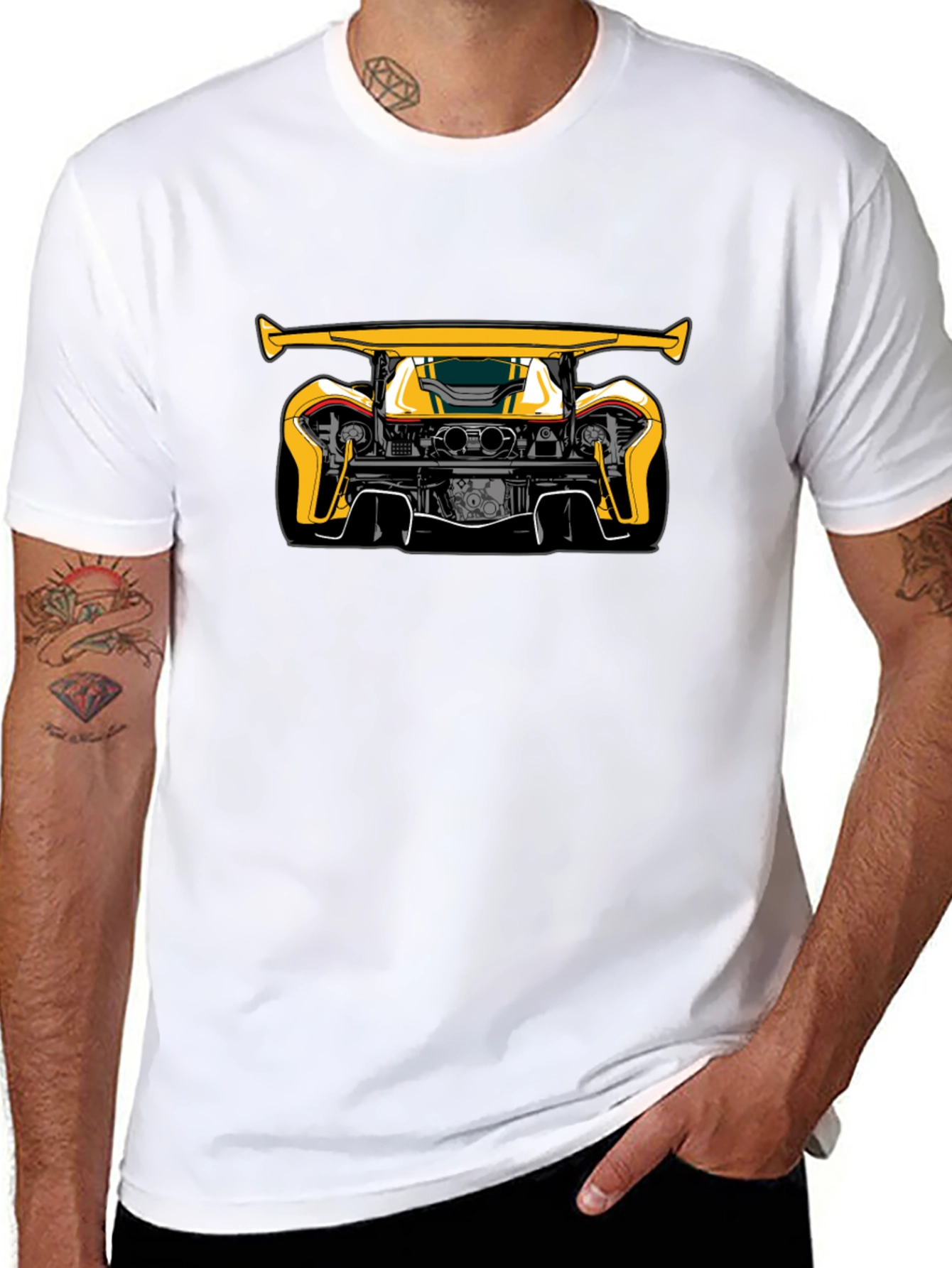 Black Yellow Car Graphic Black T-Shirt view 8