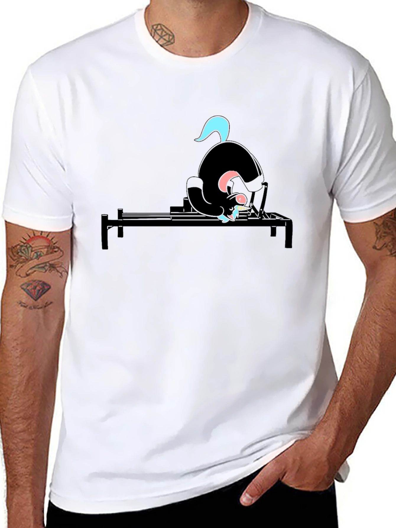 Black Black Cat Pilates T-Shirt - Funny Yoga Workout Tee view 8