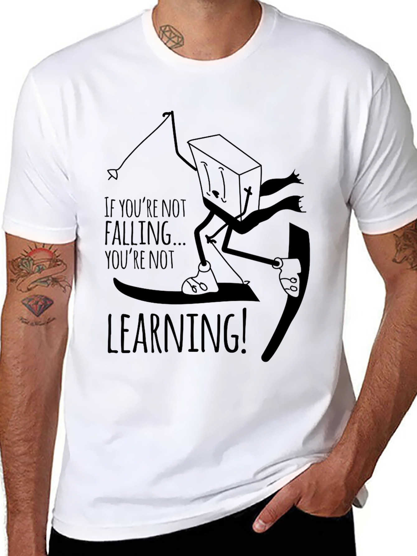 Black Funny 'Falling' T-Shirt view 8