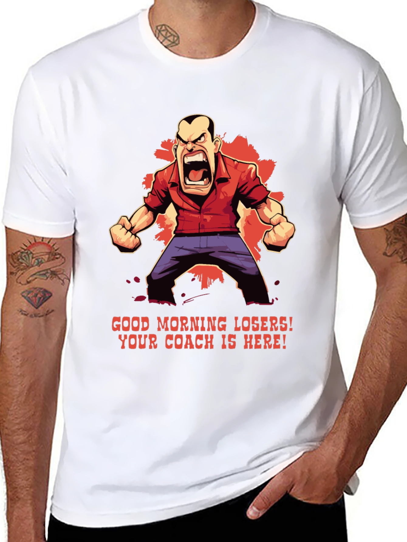 Black Good Morning Losers Coach T-Shirt view 8