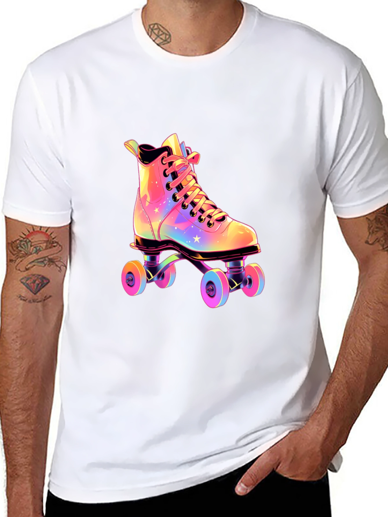 Black Retro Roller Skate T-Shirt view 8