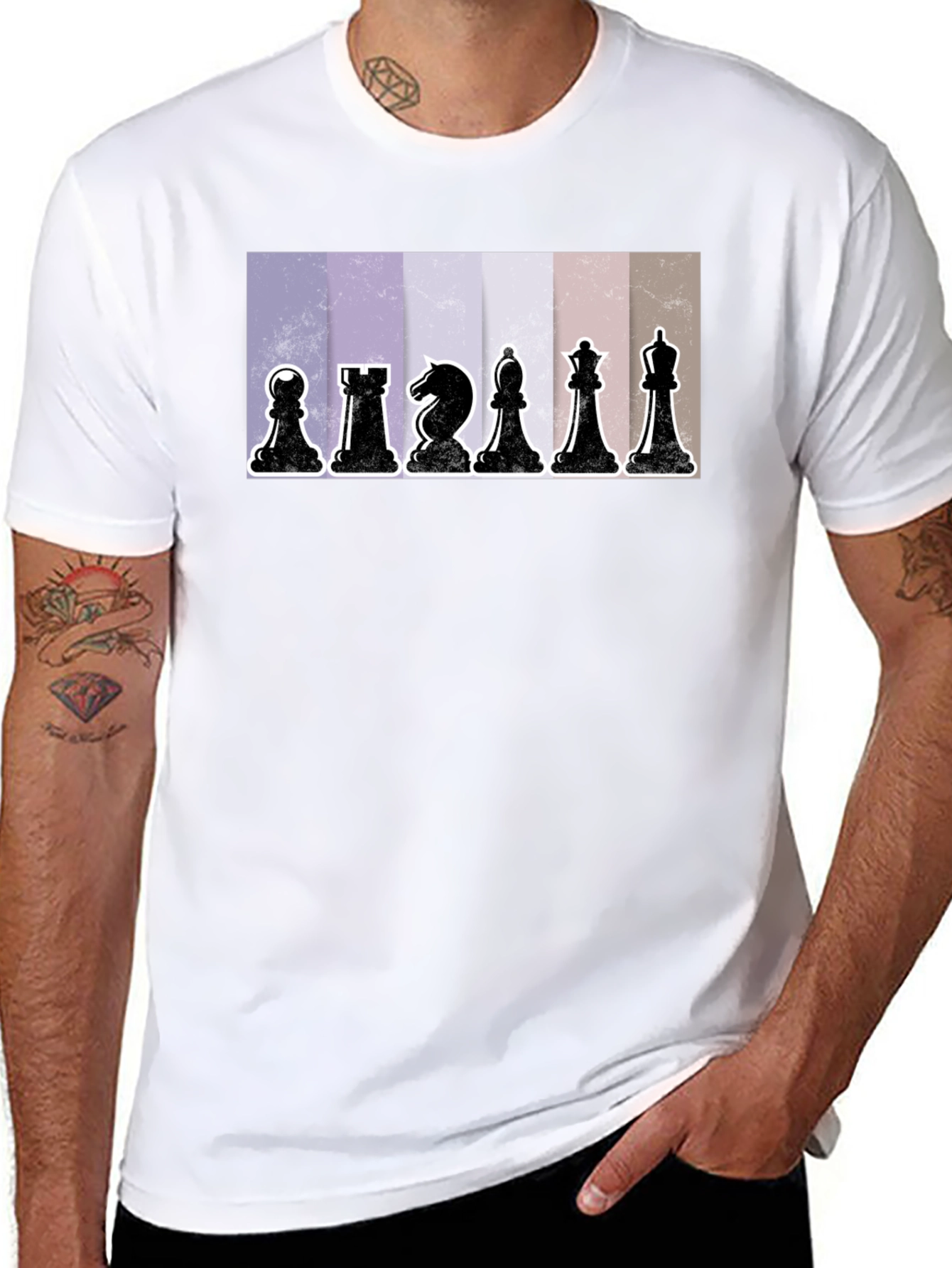 Black Chess Pieces Graphic Tee - Stylish Black Cotton T-Shirt view 8