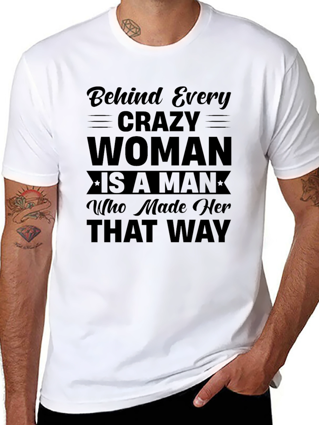Black Crazy Woman T-Shirt - Humorous Slogan Tee view 8