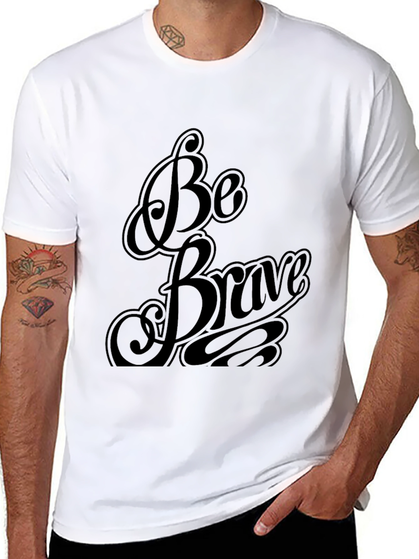 Black Be Brave Black Graphic Tee view 8