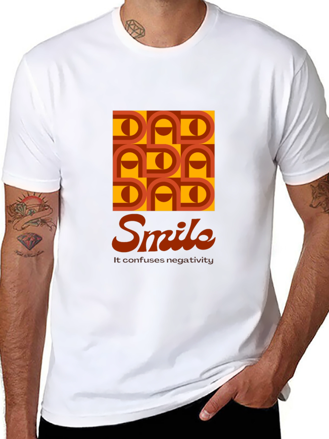 Black Dad Smile Graphic T-Shirt - Retro Style, Soft Cotton view 8