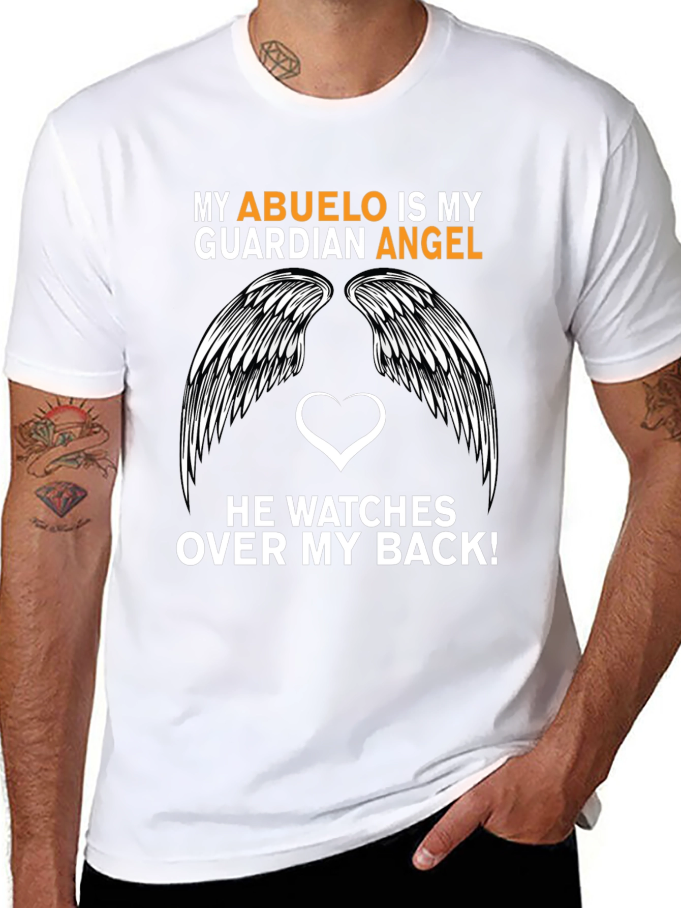 Black My Abuelo is My Guardian Angel T-Shirt view 8