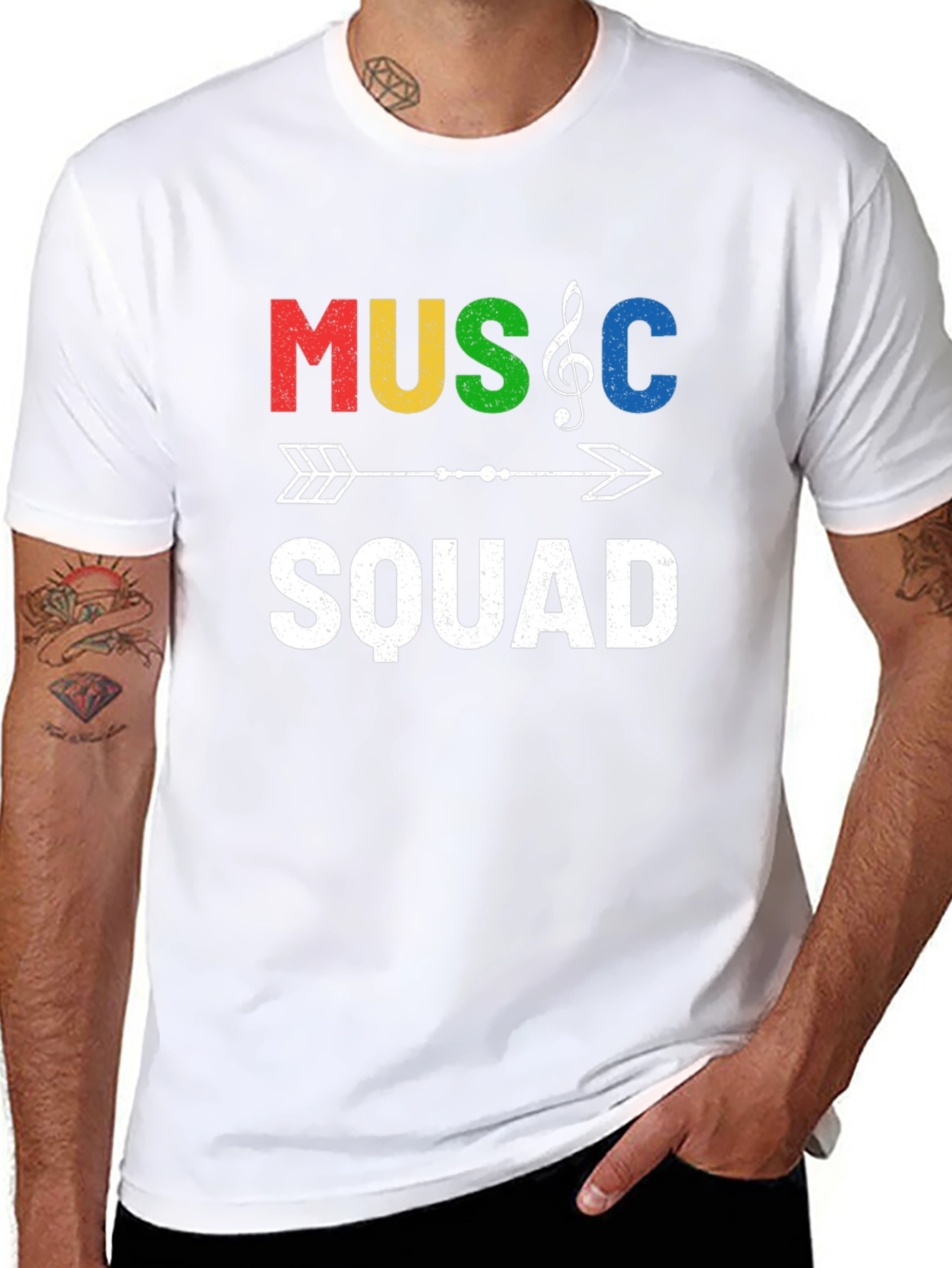 Black Music Squad Graphic T-Shirt - Crew Neck Tee view 8