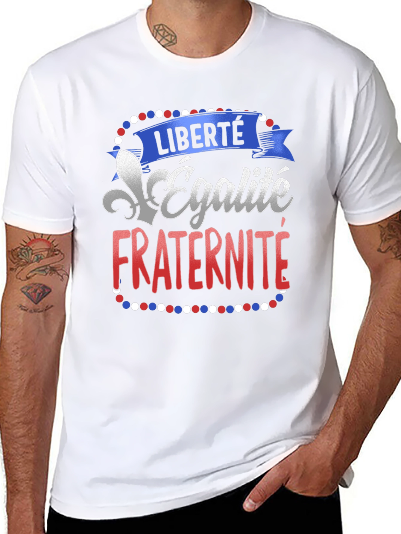 Black French Liberty Equality Fraternity T-Shirt view 8