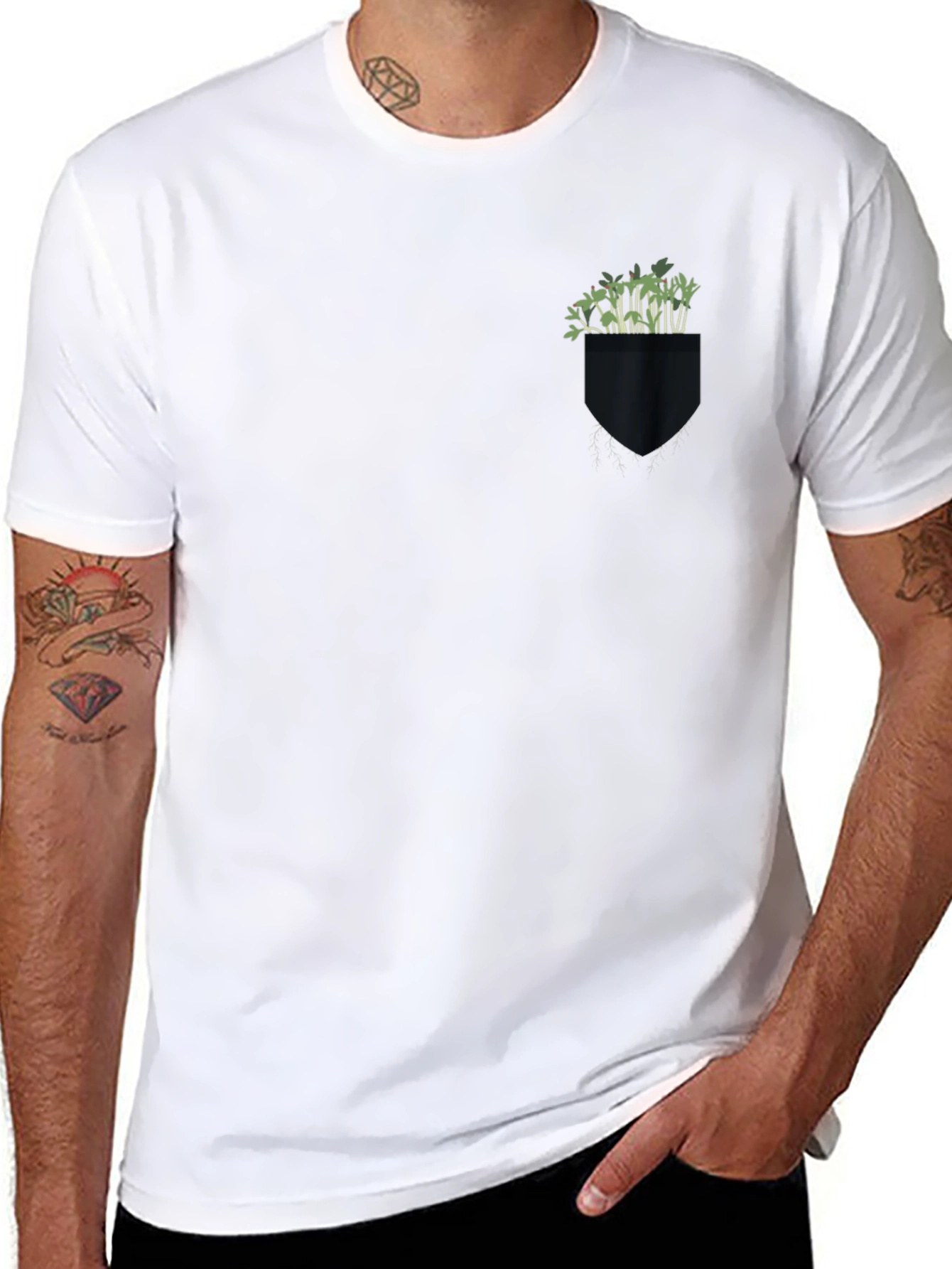 Black Pocket Sprouts Graphic Tee - Black Cotton Comfort view 8