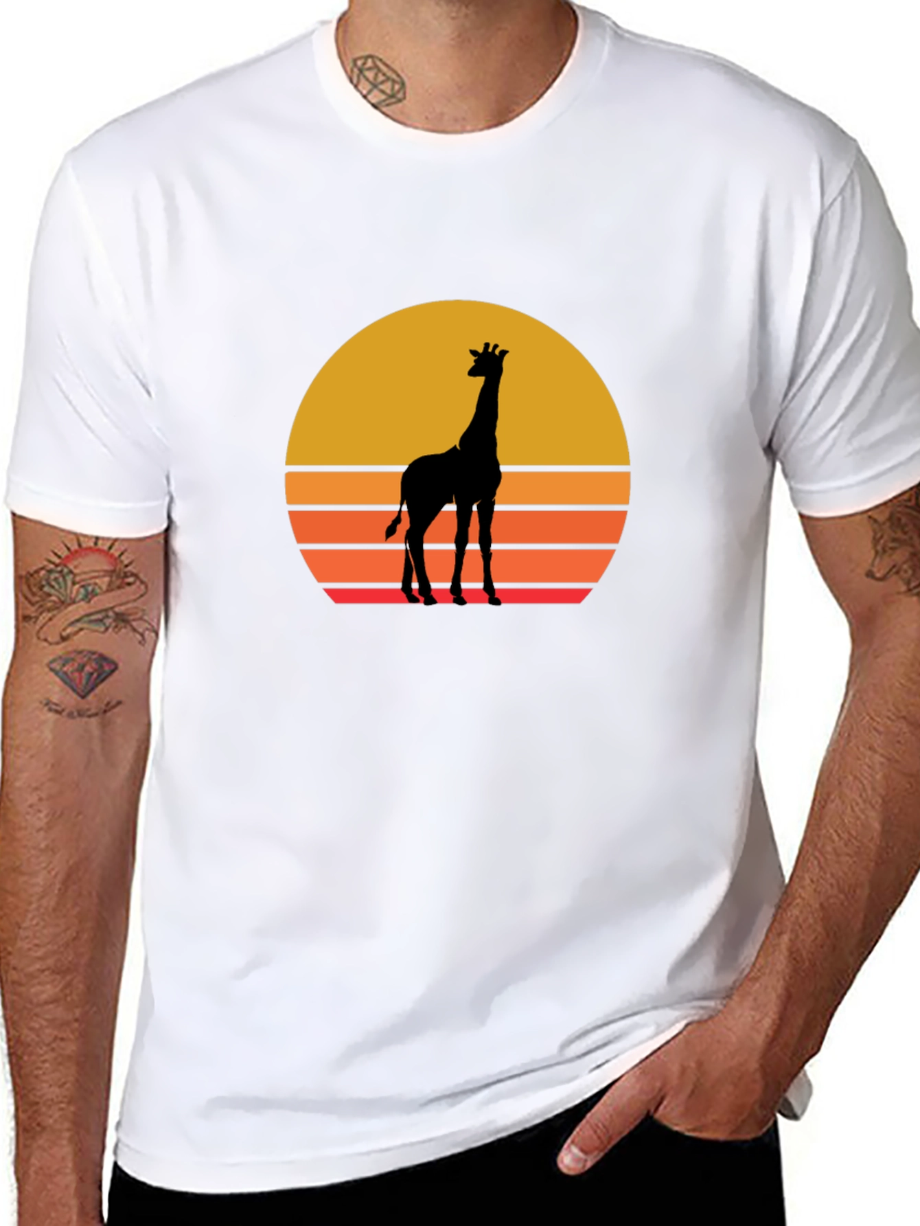 Black Giraffe Sunset T-Shirt - Unique Graphic Tee view 8