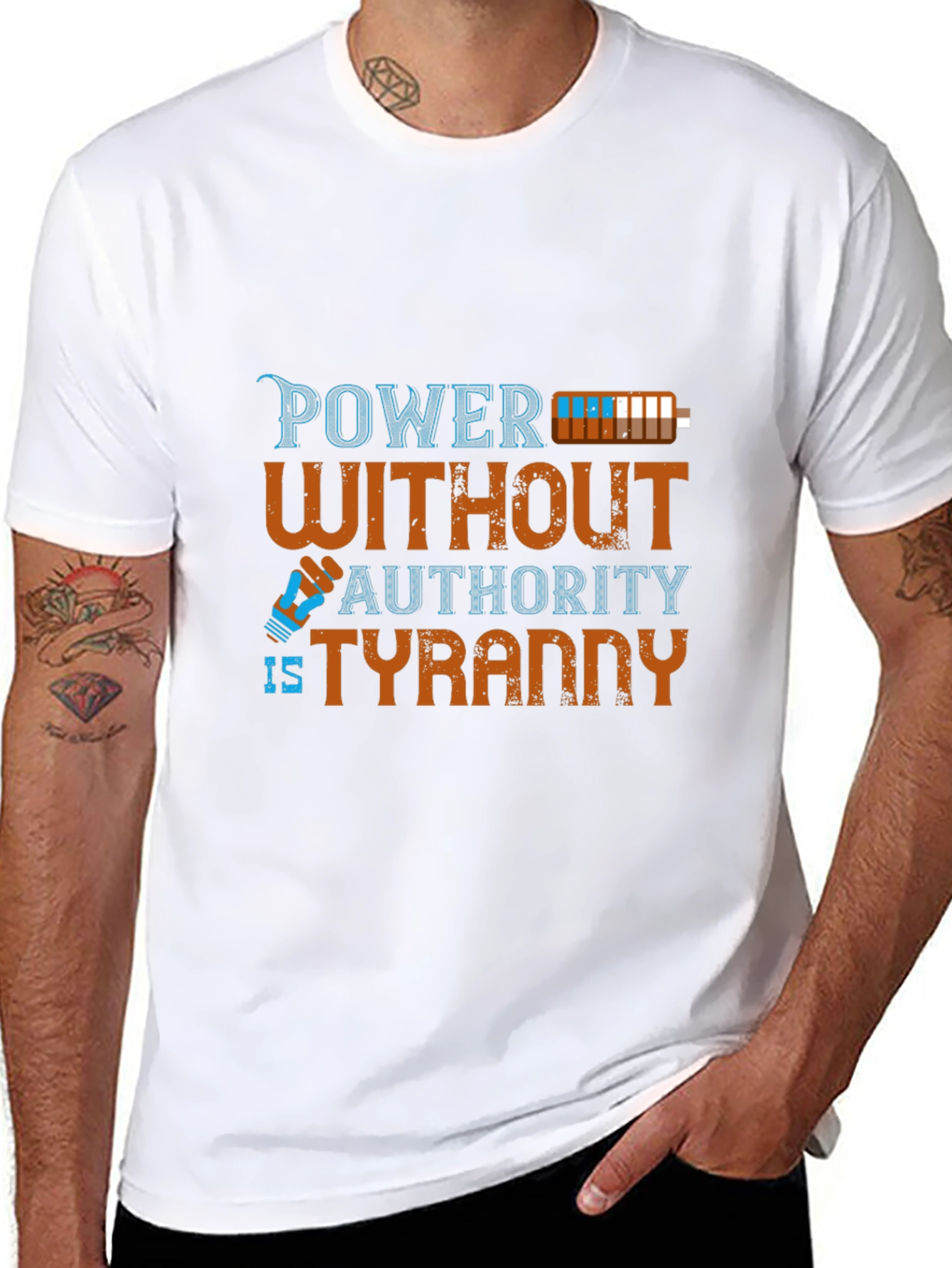Black Power Without Authority T-Shirt - Tyranny view 8