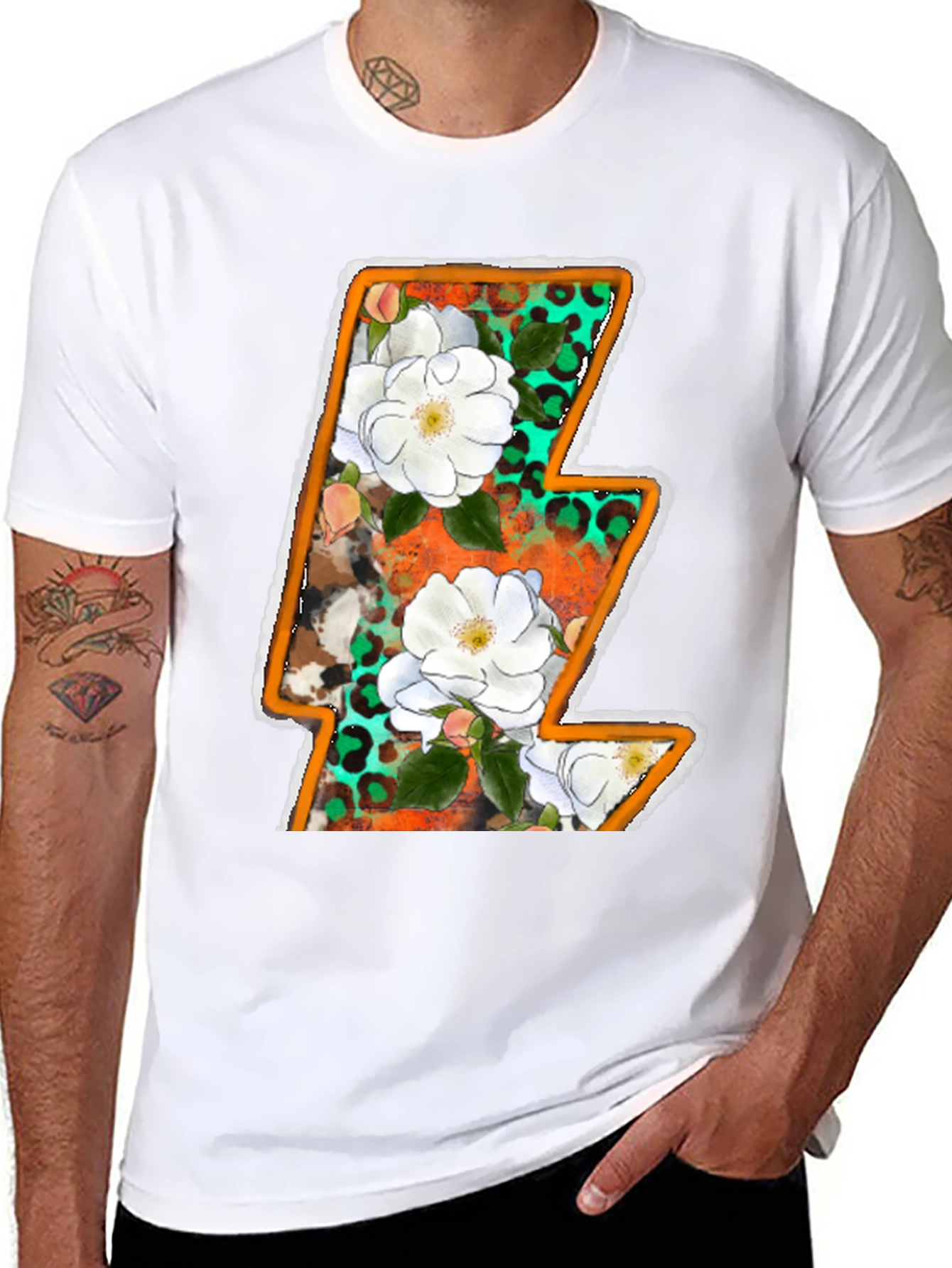 Black Floral Lightning Bolt Graphic Tee view 8