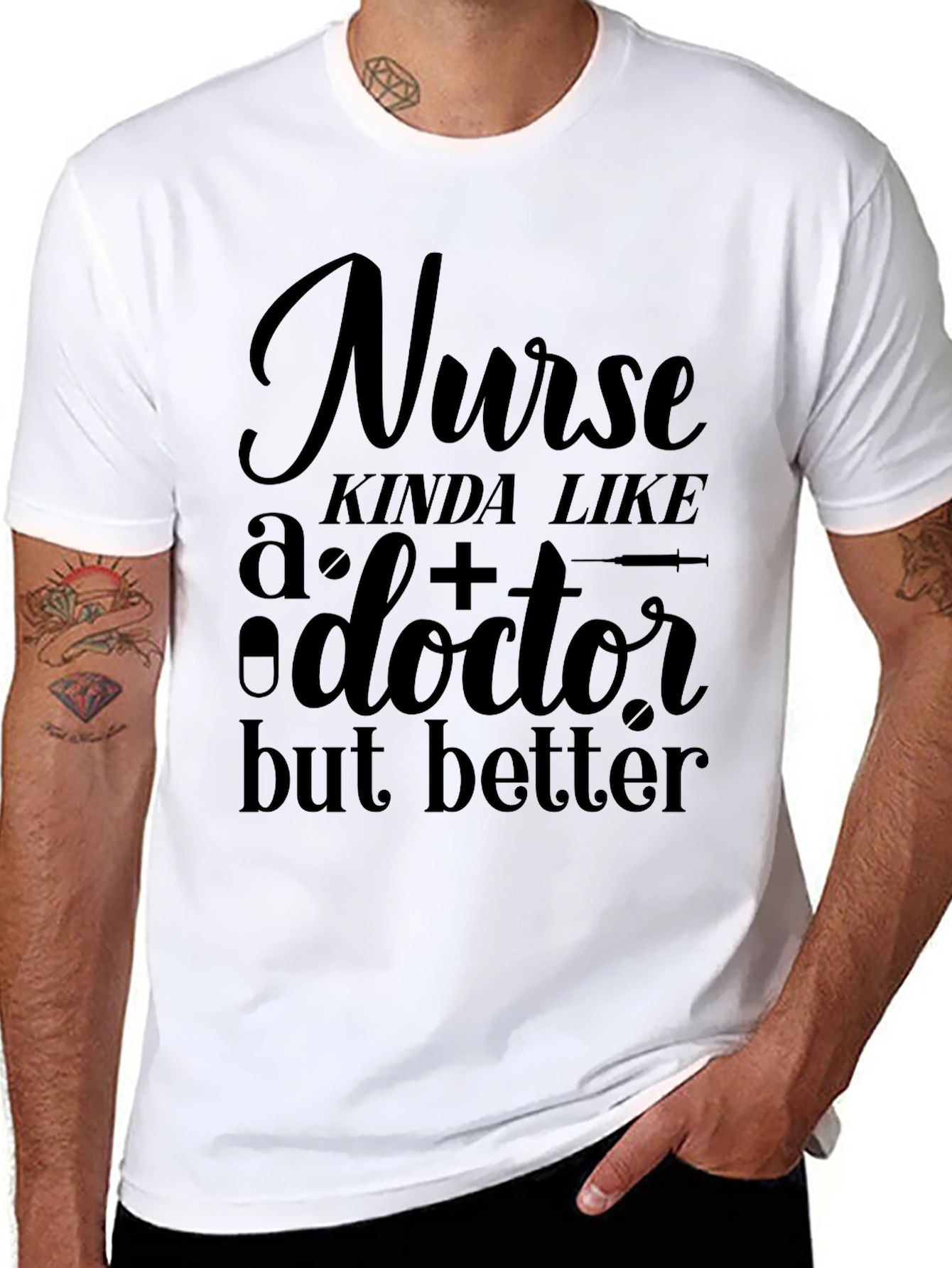 Black Funny Nurse T-Shirt - Better Than a Doctor! view 8