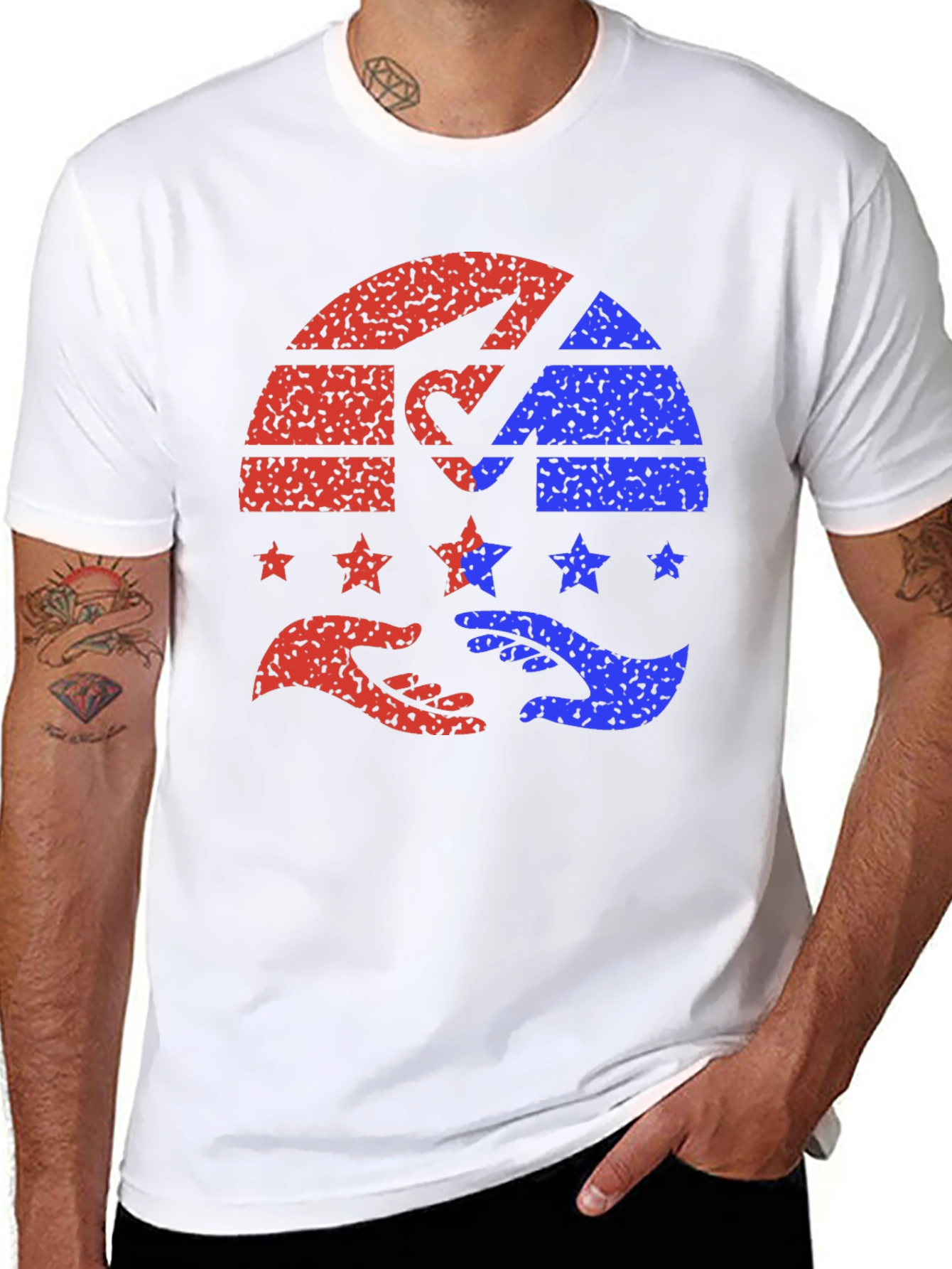 Black Patriotic Hands Helping Stars T-Shirt view 8