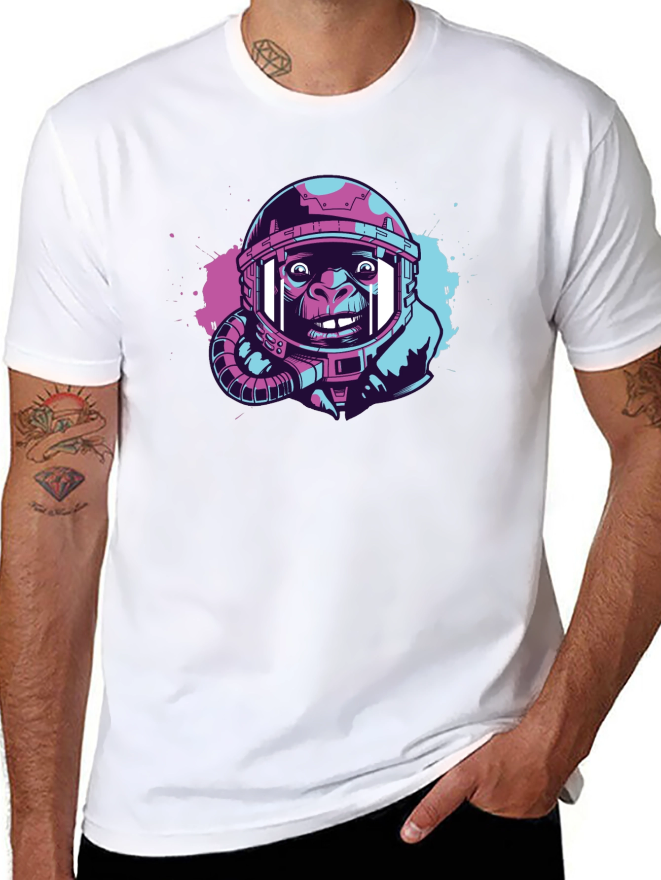 Black Ape Astronaut Graphic T-Shirt - Trendy Space Design view 8
