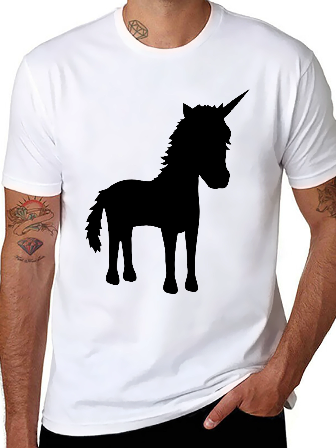 Black Unicorn Silhouette Black T-Shirt view 8