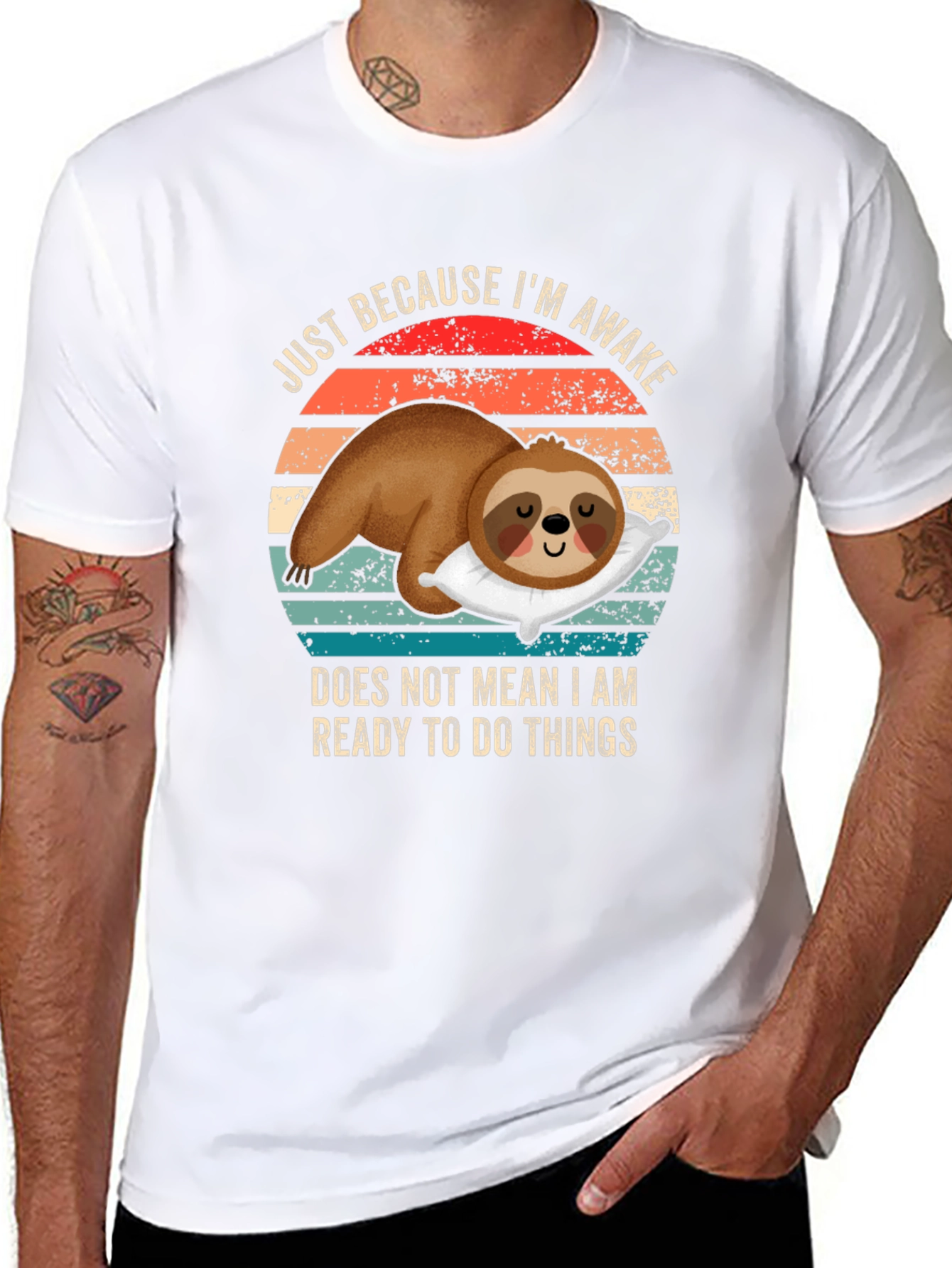 Black Lazy Sloth Awake T-Shirt - Ready to Do Things view 8