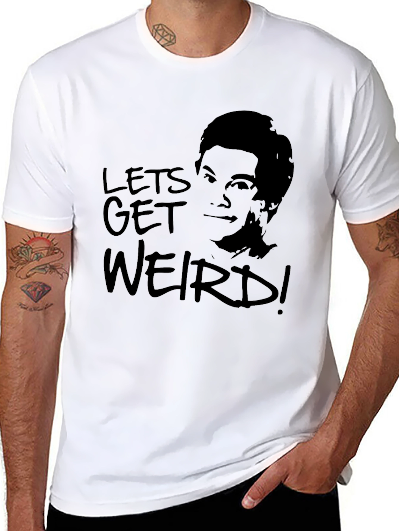 Black Let's Get Weird T-Shirt -  Unisex Graphic Tee view 8