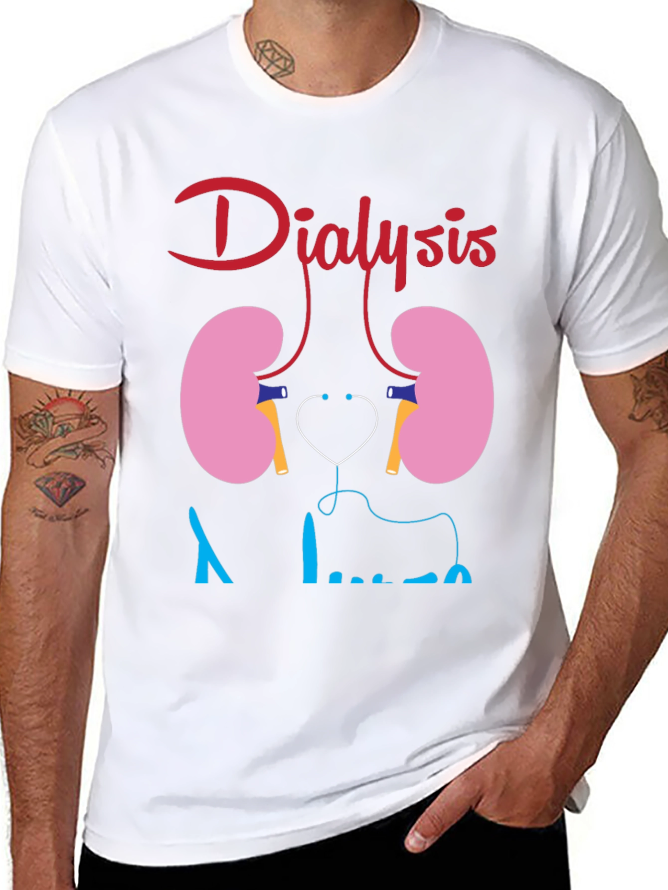 Black Dialysis Kidney Stethoscope Funny Black T-shirt view 8