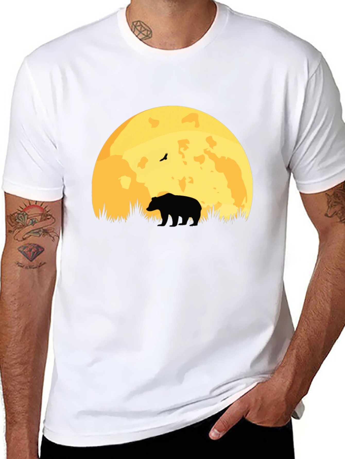 Black Bear Moon Silhouette T-Shirt - Nature Lover's Tee view 8