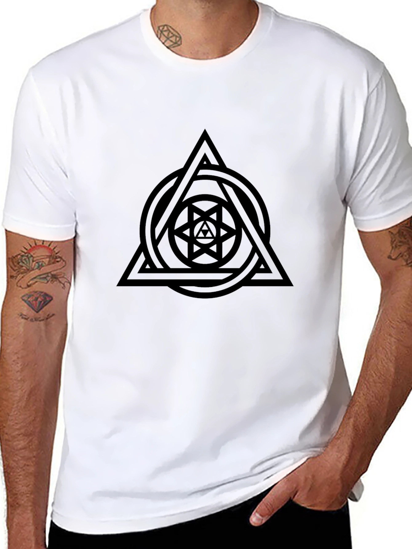 Black Geometric Symbol Black Graphic Tee Shirt view 8