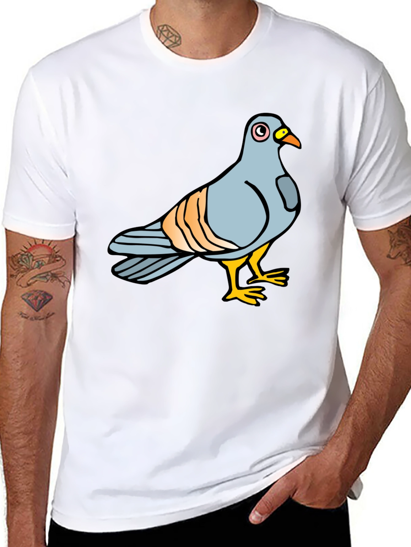 Black Pigeon Graphic Tee - Soft Cotton Black T-Shirt view 8