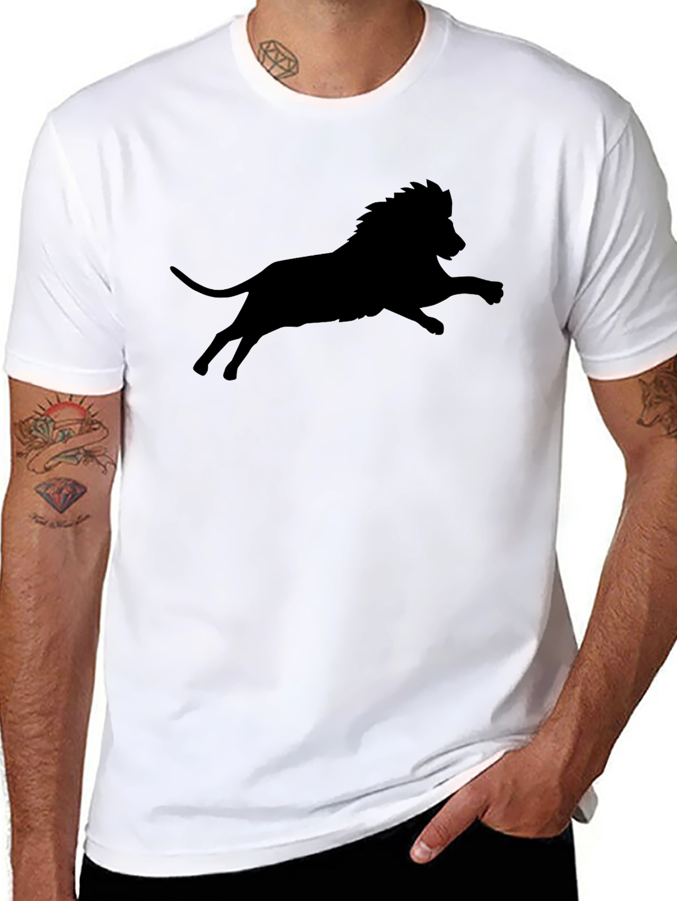 Black Black Lion Silhouette Graphic T-Shirt view 8