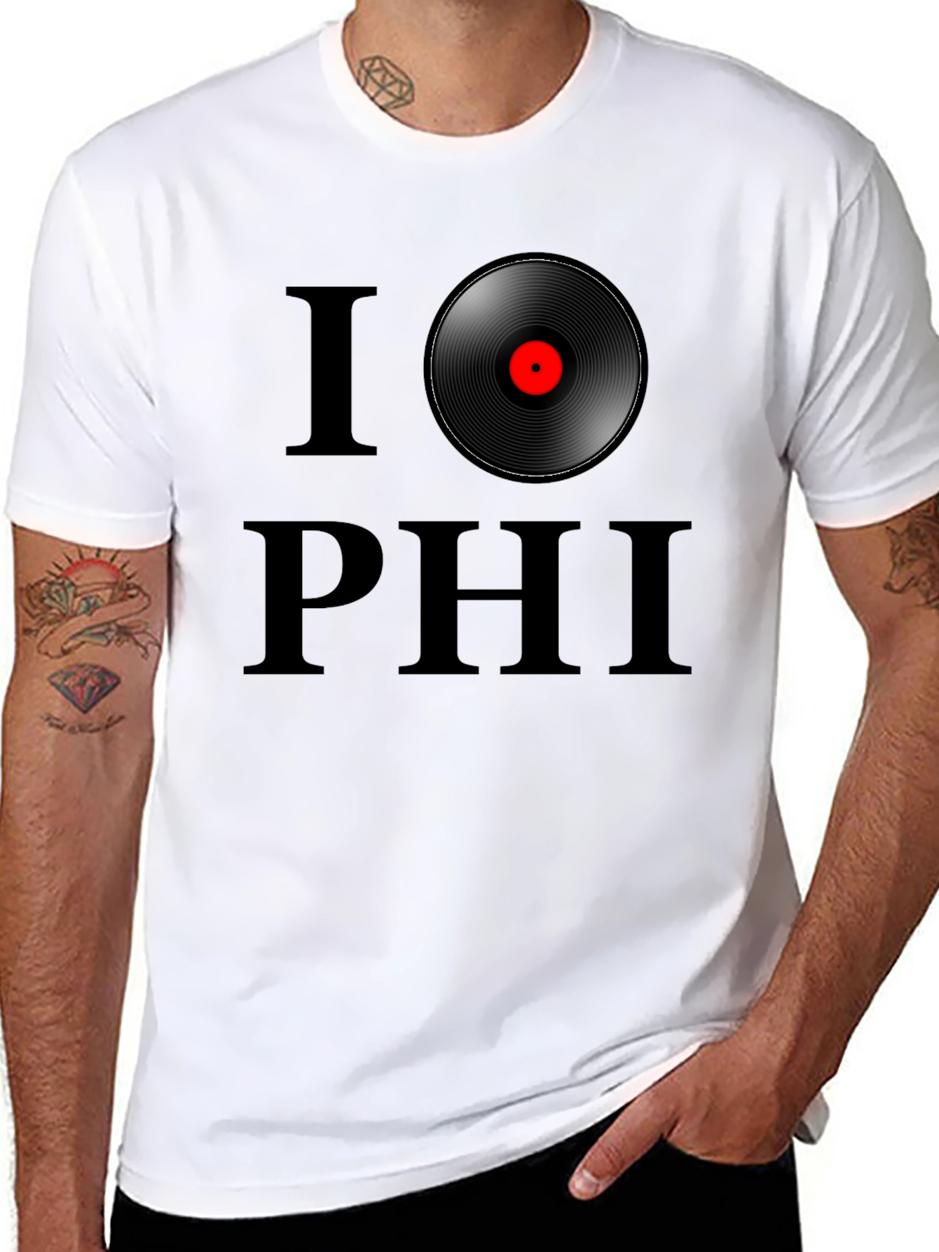 Black I Record Phi T-Shirt - Classic Black Tee view 8