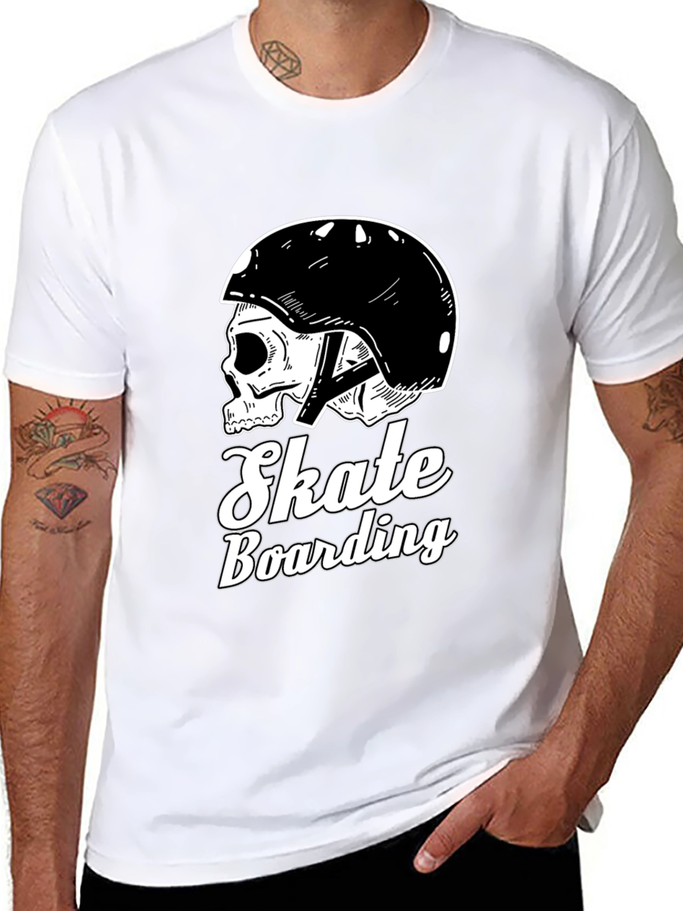 Black Skull Skateboarding T-Shirt view 8