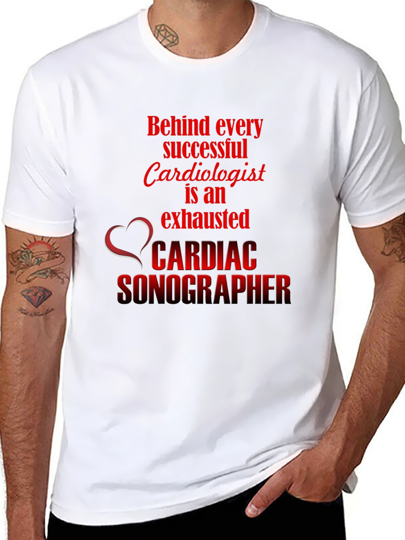 Black Cardiac Sonographer T-Shirt - Medical Professional Apparel view 8