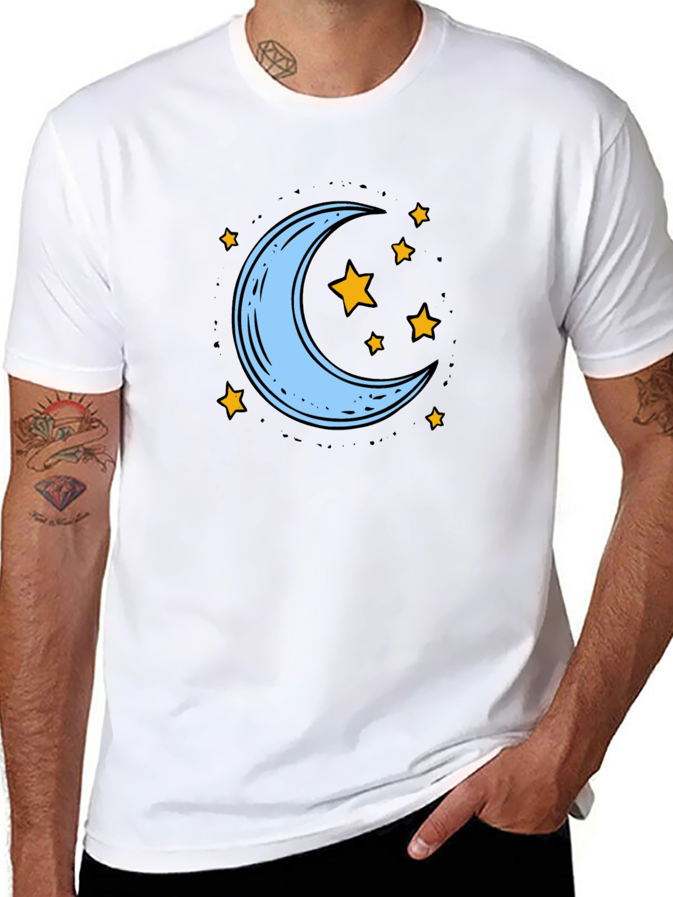Black Moon and Stars Graphic Tee - Black view 8
