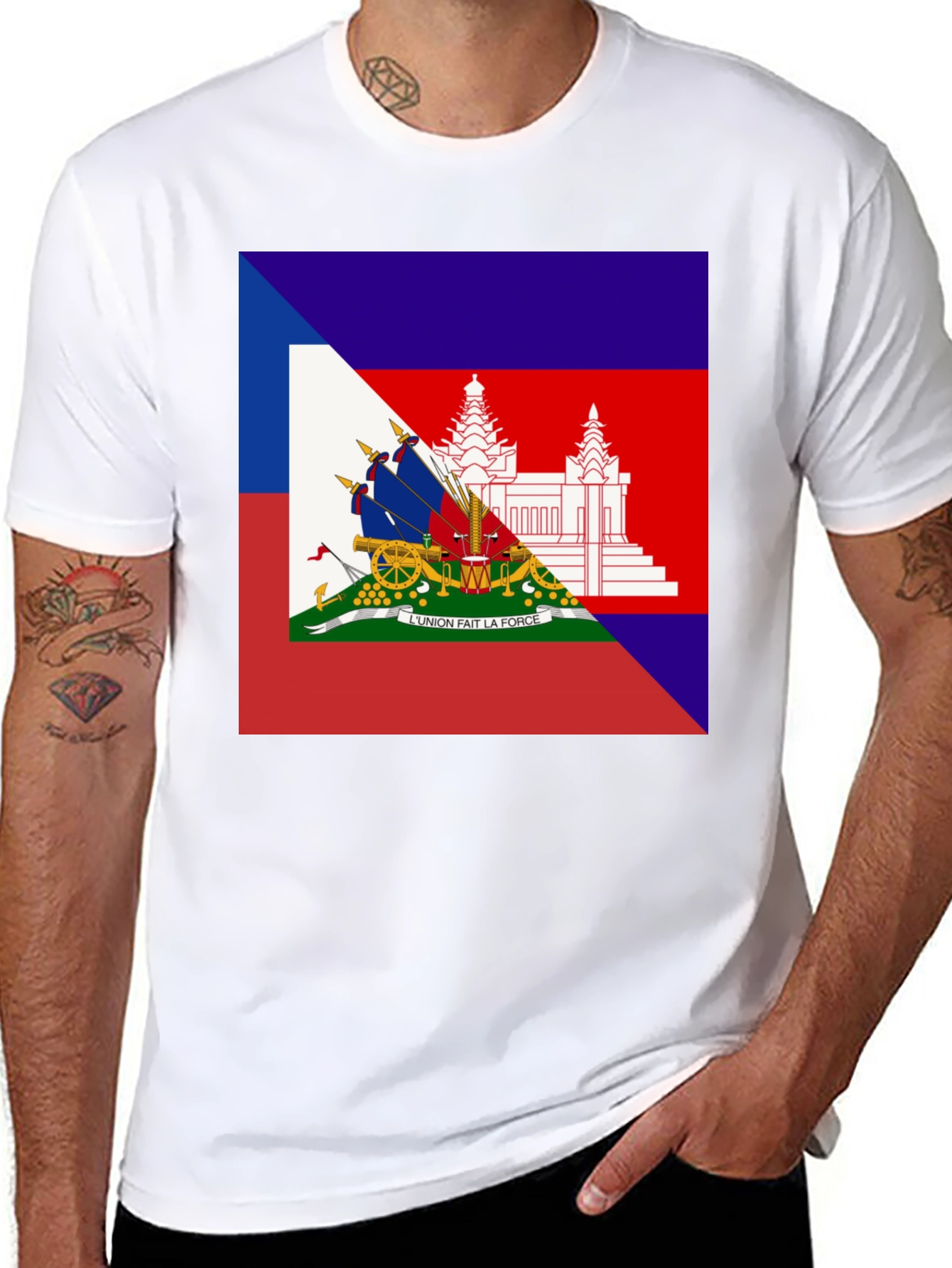 Black Haiti Flag T-Shirt Black Tee view 8