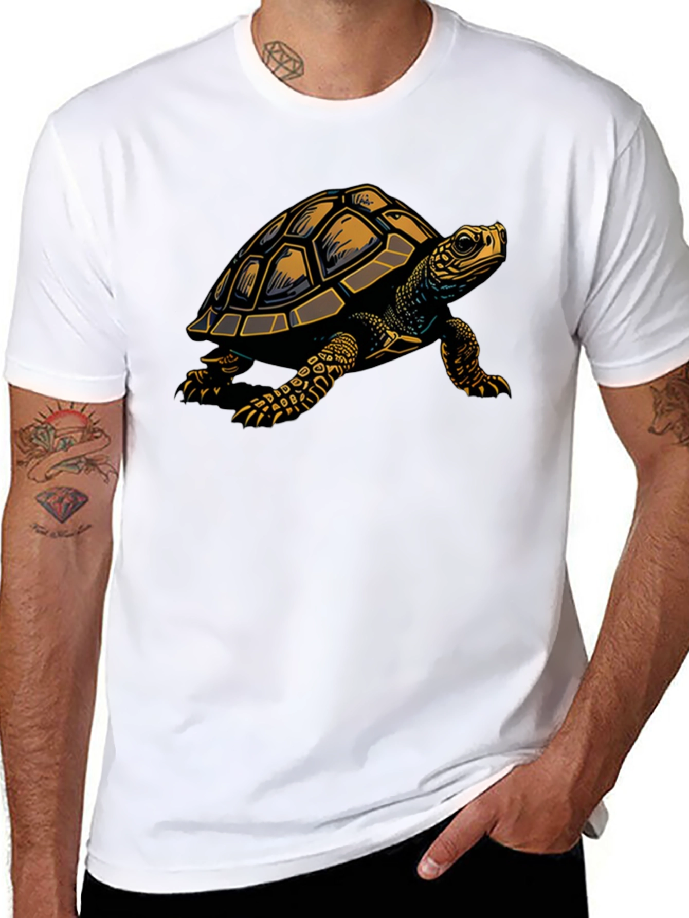 Black Turtle Graphic Tee - Stylish Black Cotton Blend T-Shirt view 8