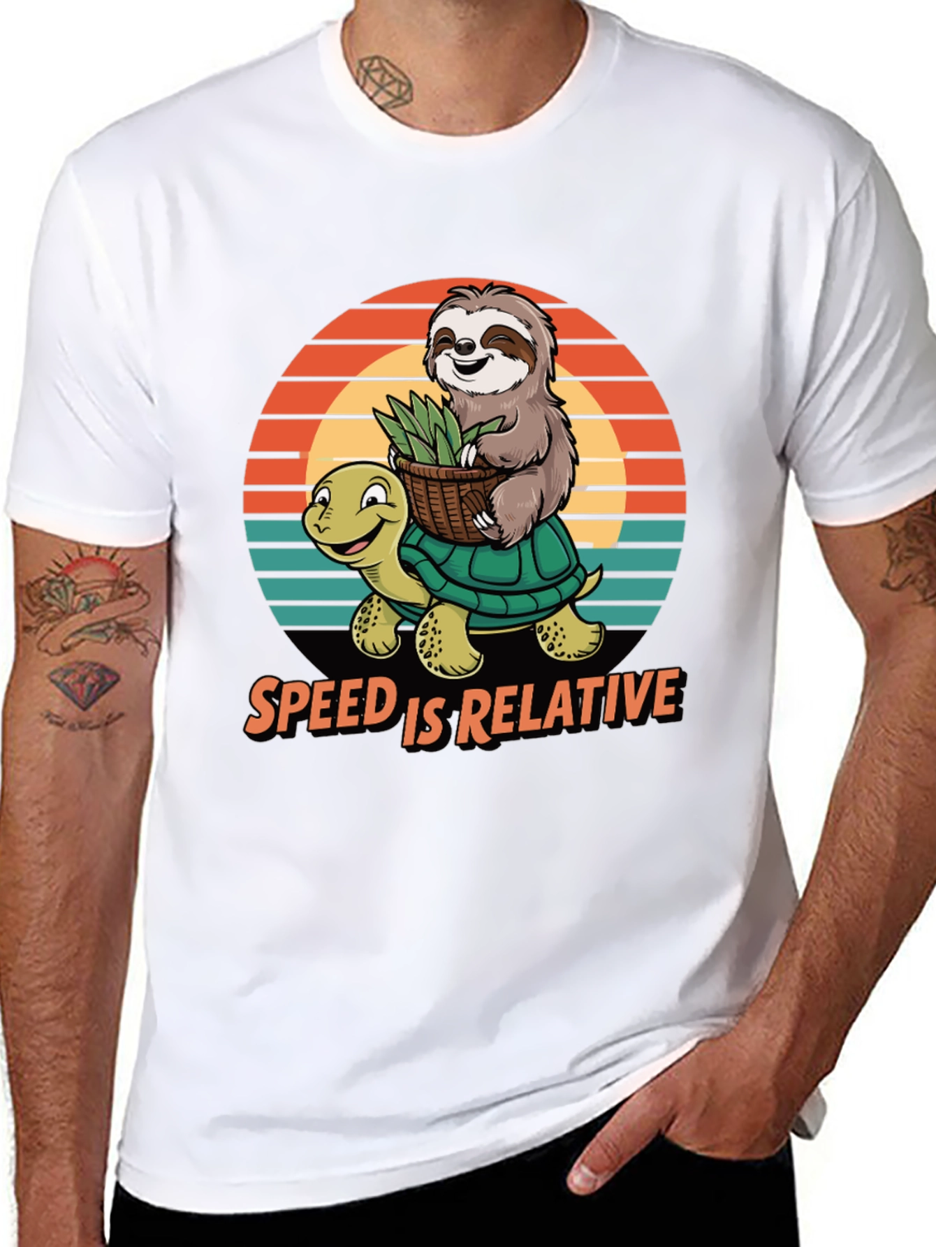 Black Speed is Relative Sloth & Turtle Graphic Tee view 8